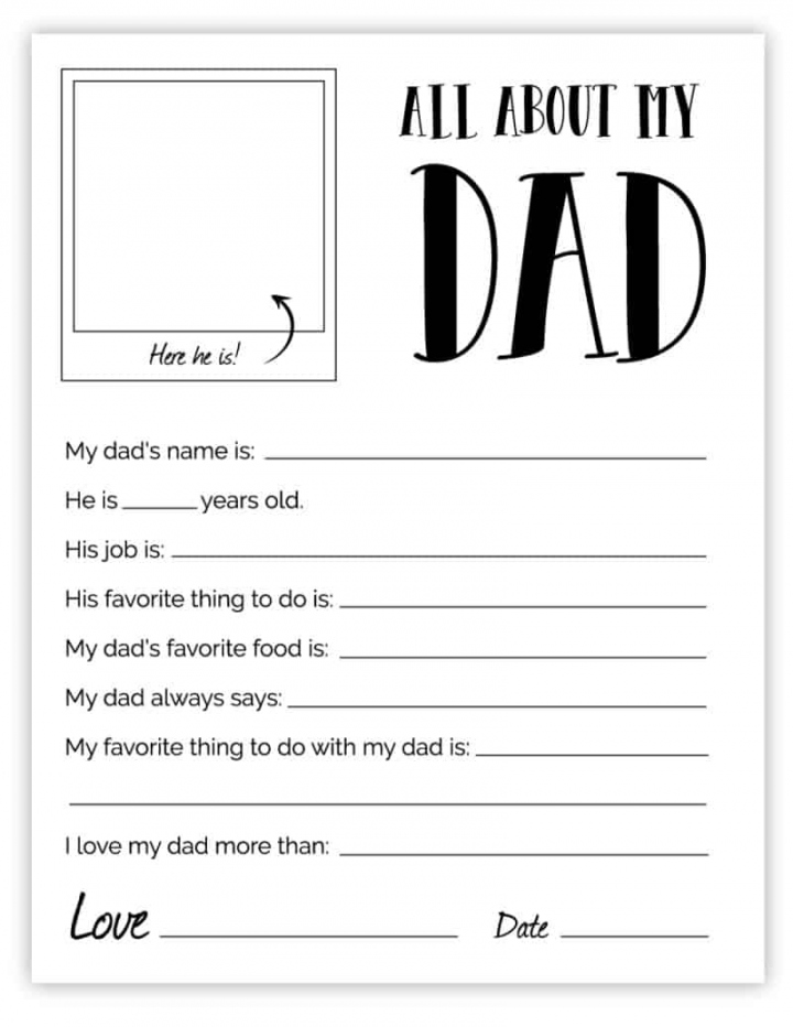 All About My Dad Free Printable - Printable - All About My Dad - Free Printable Father