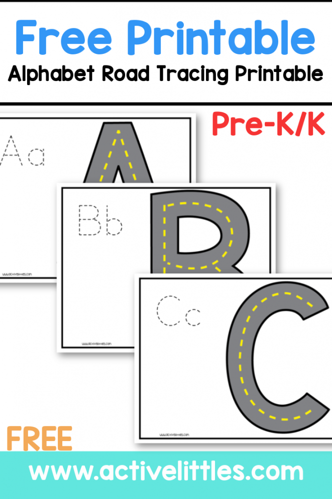 Free Printable Tracing Letters - Printable - Alphabet Road Tracing Free Printable for Kids - Uppercase version