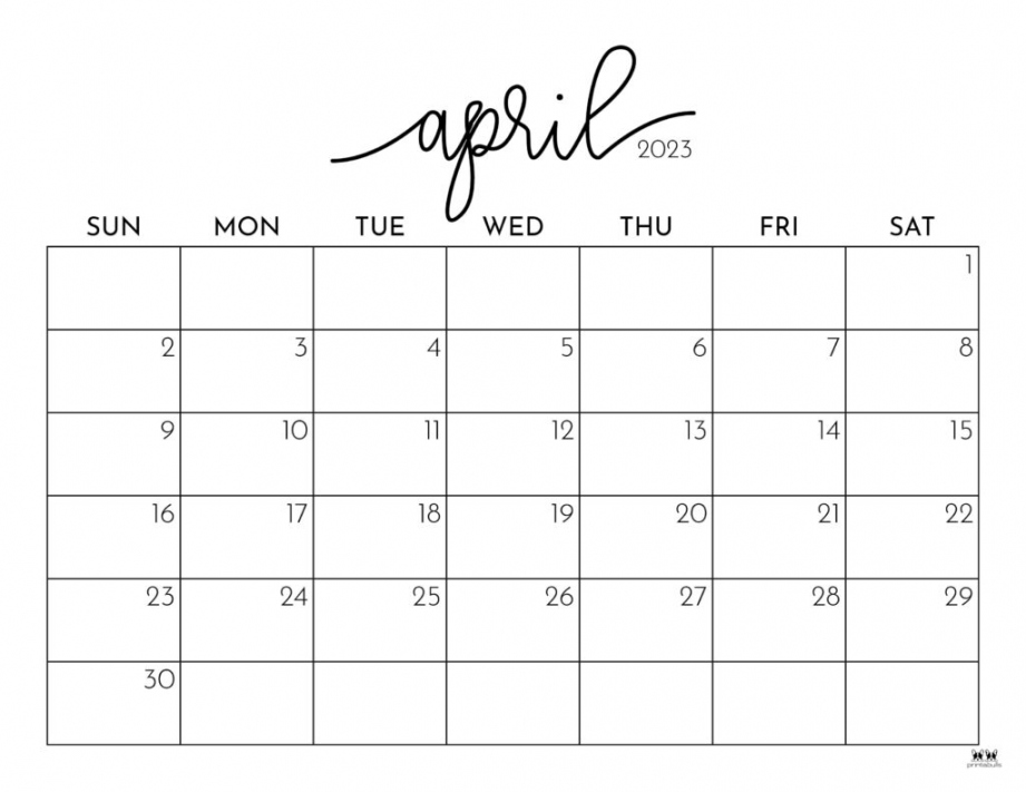 April 2023 Printable Calendar Free - Printable - April  Calendars -  FREE Printables  Printabulls