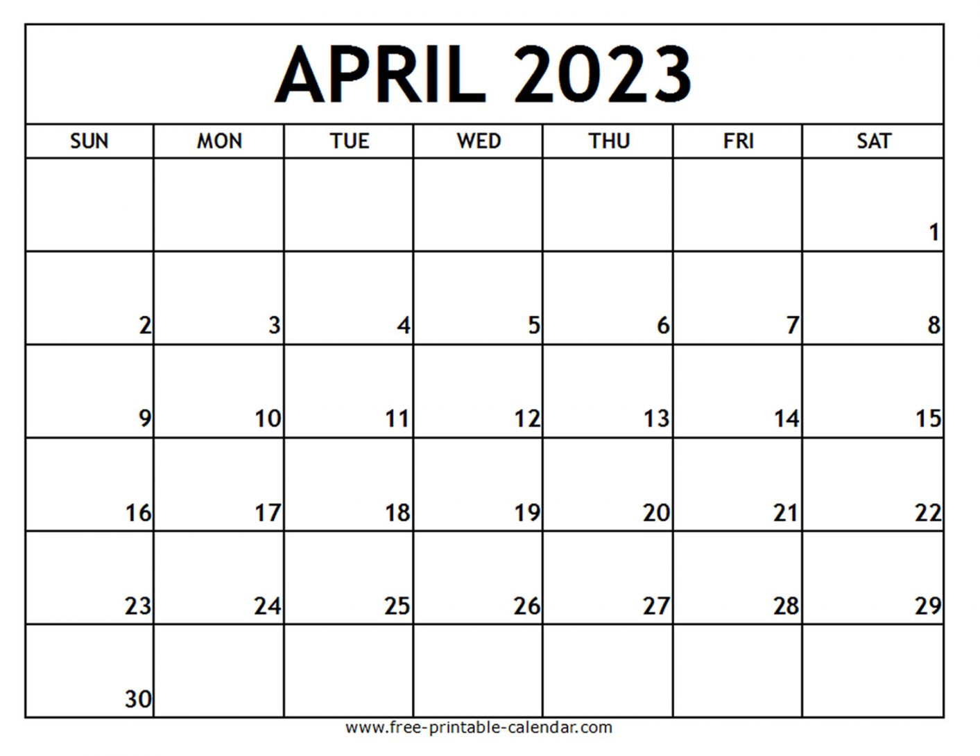 Free 2023 Printable Calendar - Printable - April  Printable Calendar - Free-printable-calendar