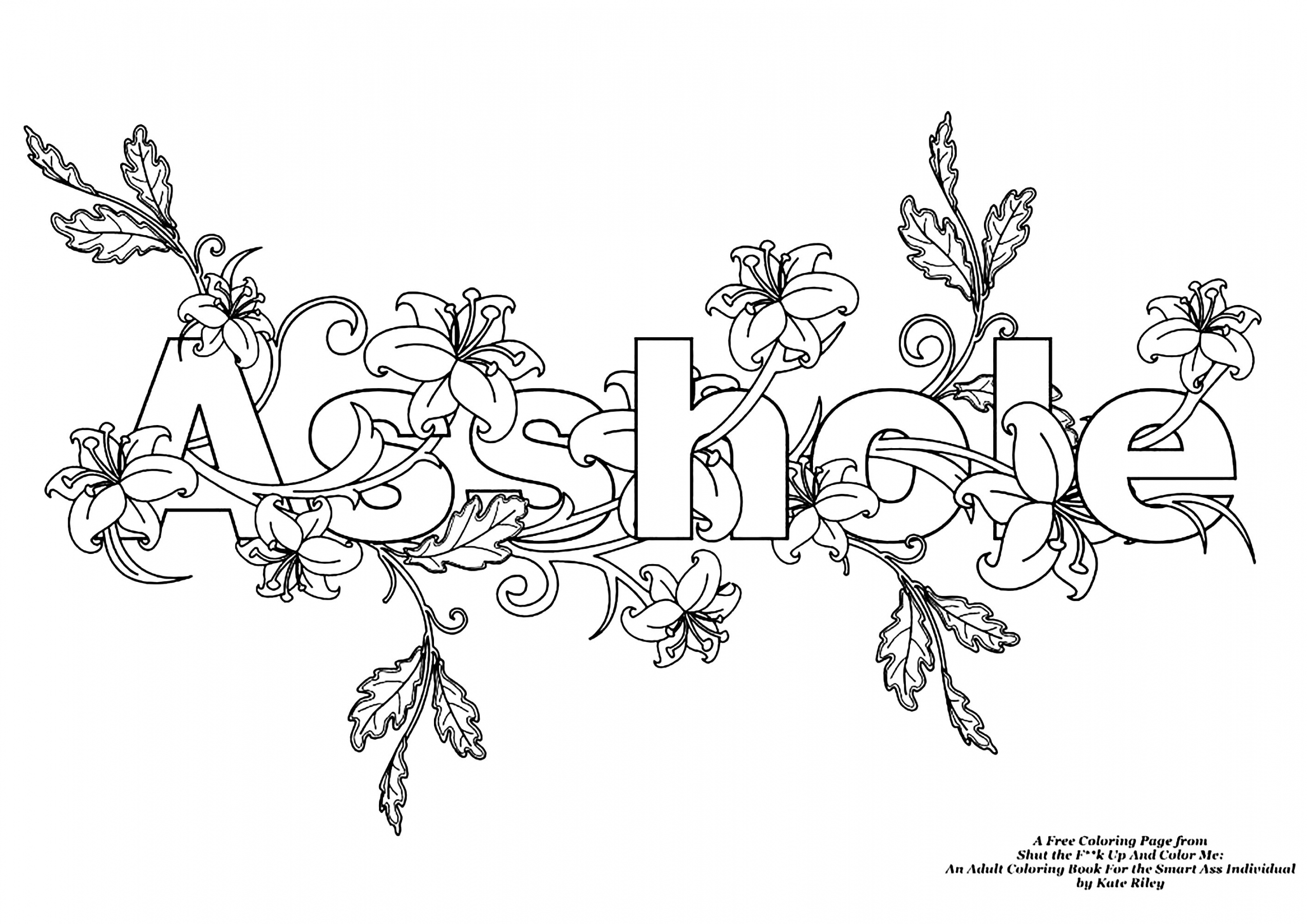 Free Printable Inappropriate Coloring Pages For Adults - Printable - Asshole (Swear word coloring page) - Swear word Adult Coloring Pages