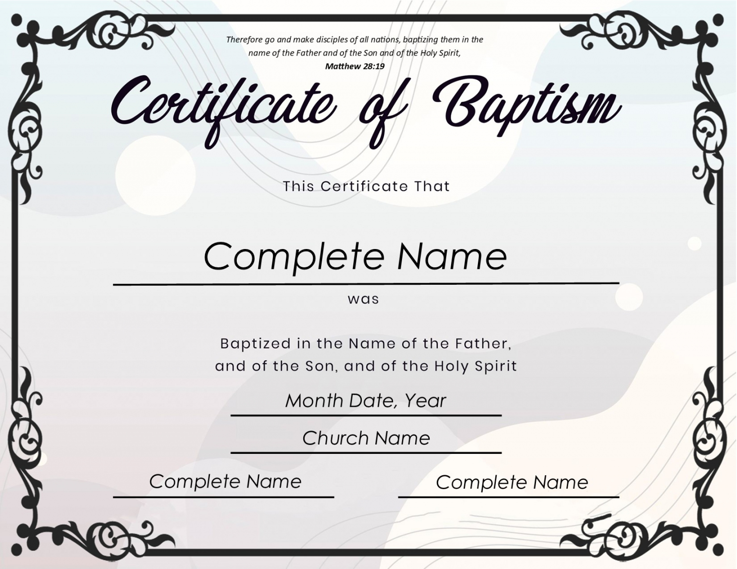 Free Printable Baptism Certificate - Printable - Baptismal Certificate: Free Baptism Certificate Templates!