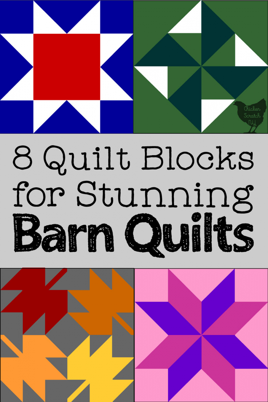 Easy Free Printable Barn Quilt Patterns - Printable -  Beautiful Quilt Blocks for Barn Quilts [Free Printable)