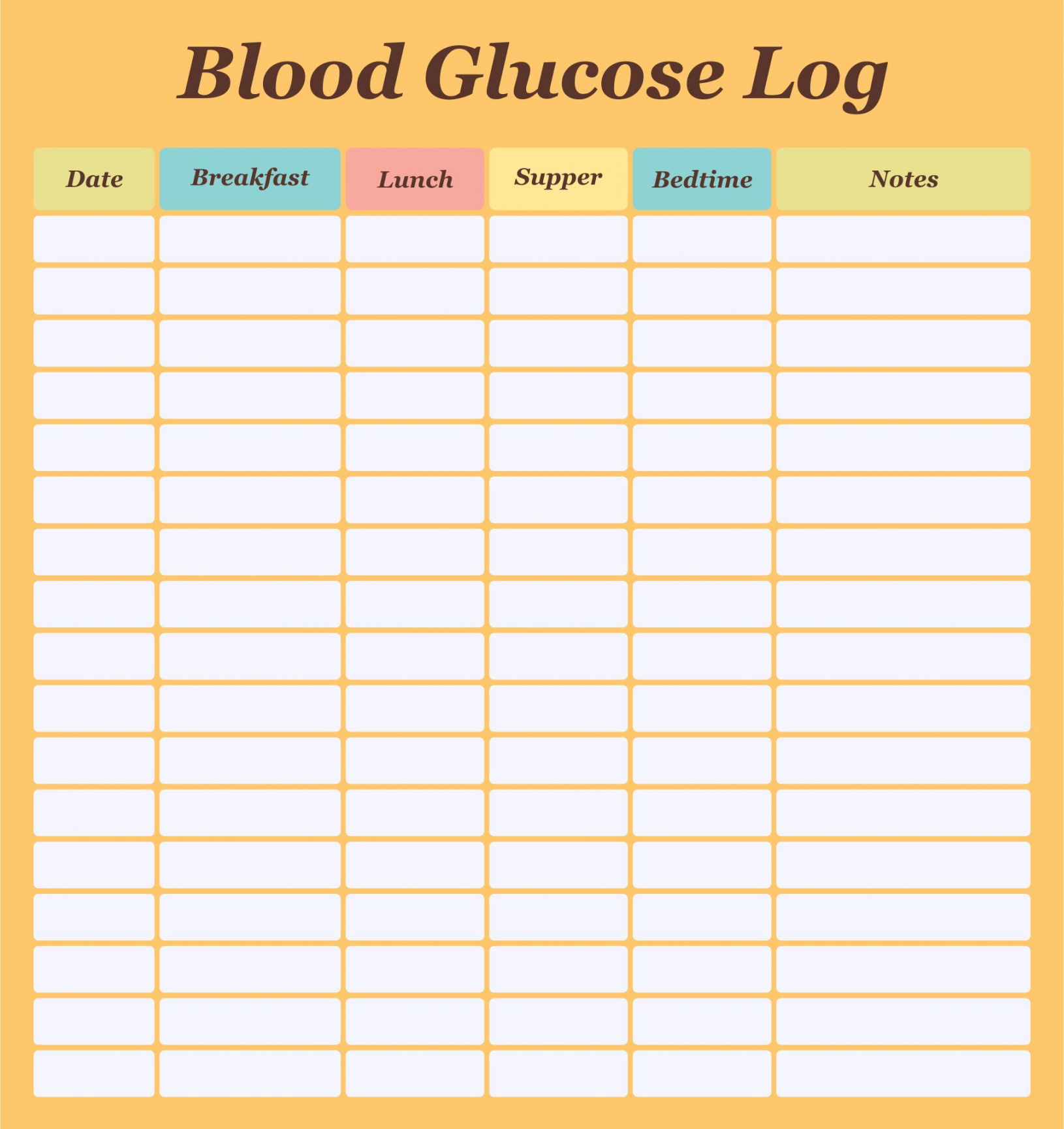 Free Printable Blood Glucose Log Sheet - Printable -  Best Blood Sugar Log Printable - printablee