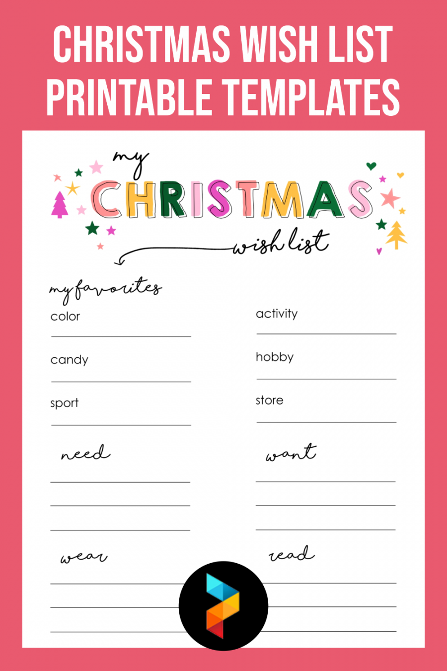 Free Printable Christmas List Template - Printable -  Best Christmas Wish List Free Printable Templates - printablee