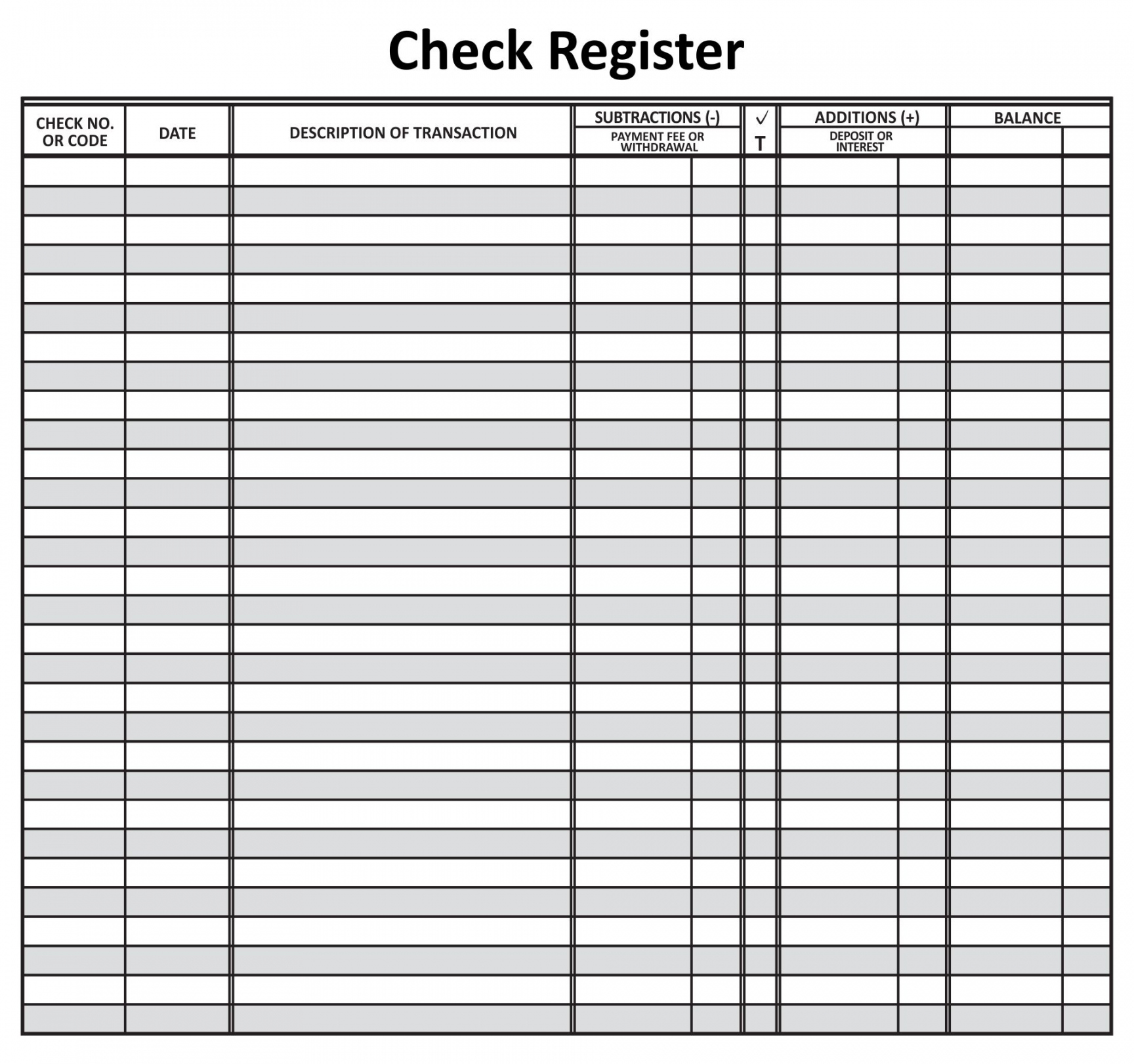 Free Check Register Printable - Printable -  Best Free Printable Check Register - printablee