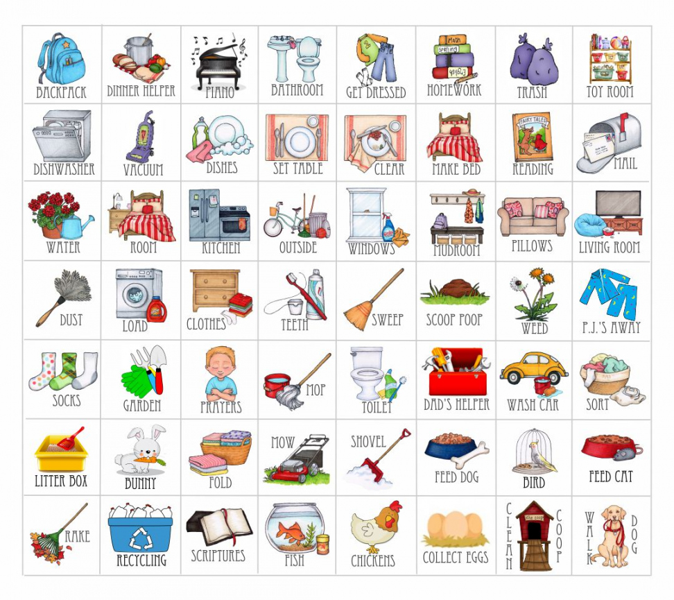 Free Printable Chore Pictures - Printable -  Best Free Printable Chore Clip Art - printablee