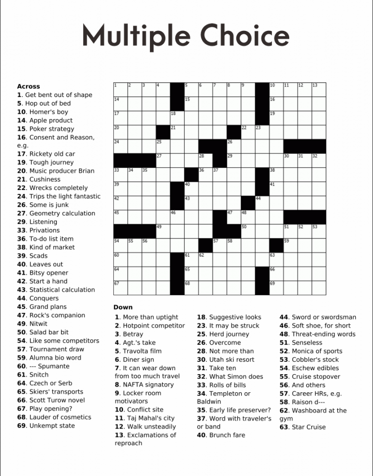 Free Daily Crossword Printable - Printable -  Best Free Printable Entertainment Crossword Puzzles