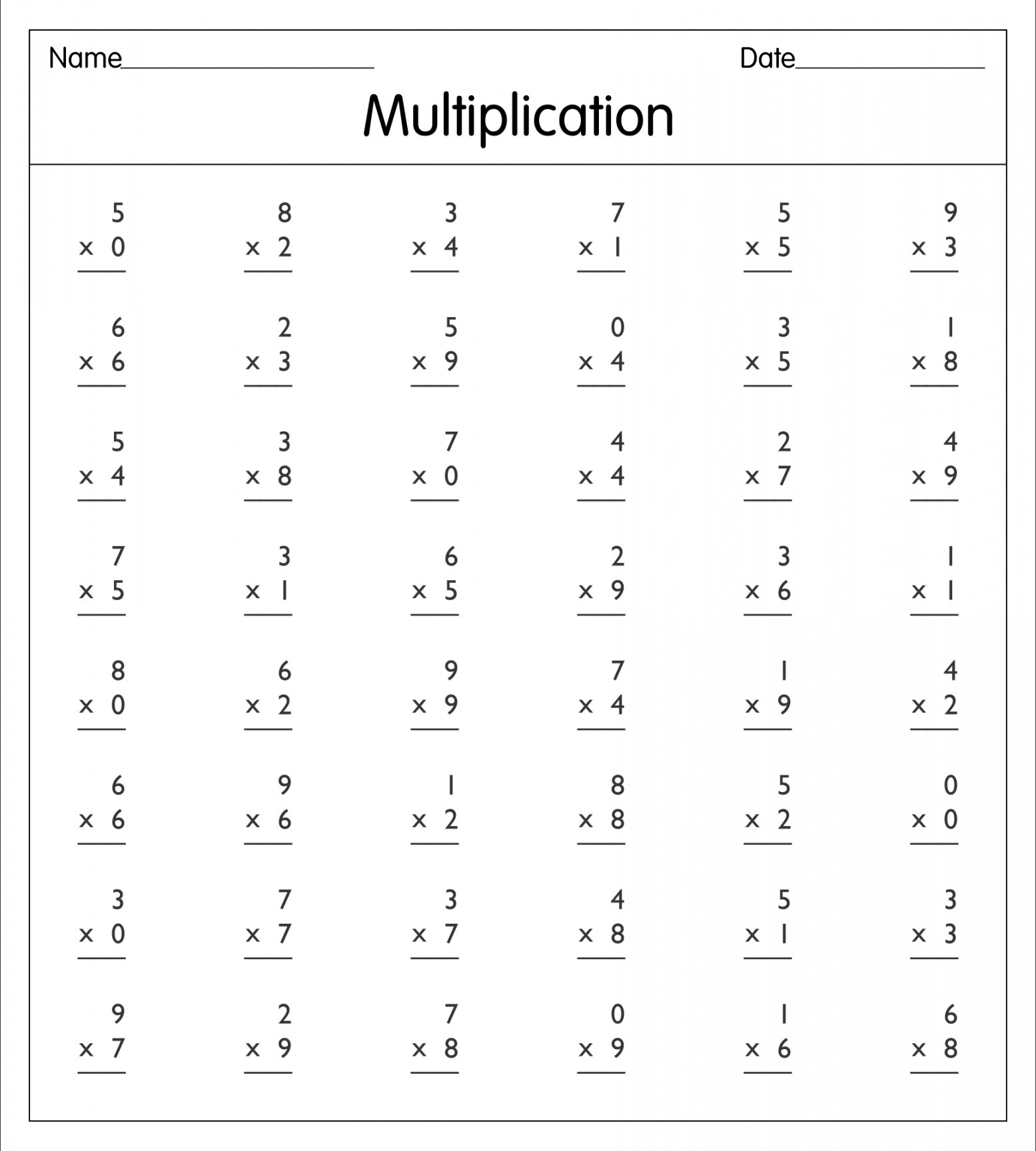 Free Multiplication Worksheets Printable - Printable -  Best Free Printable Multiplication Coloring Worksheets