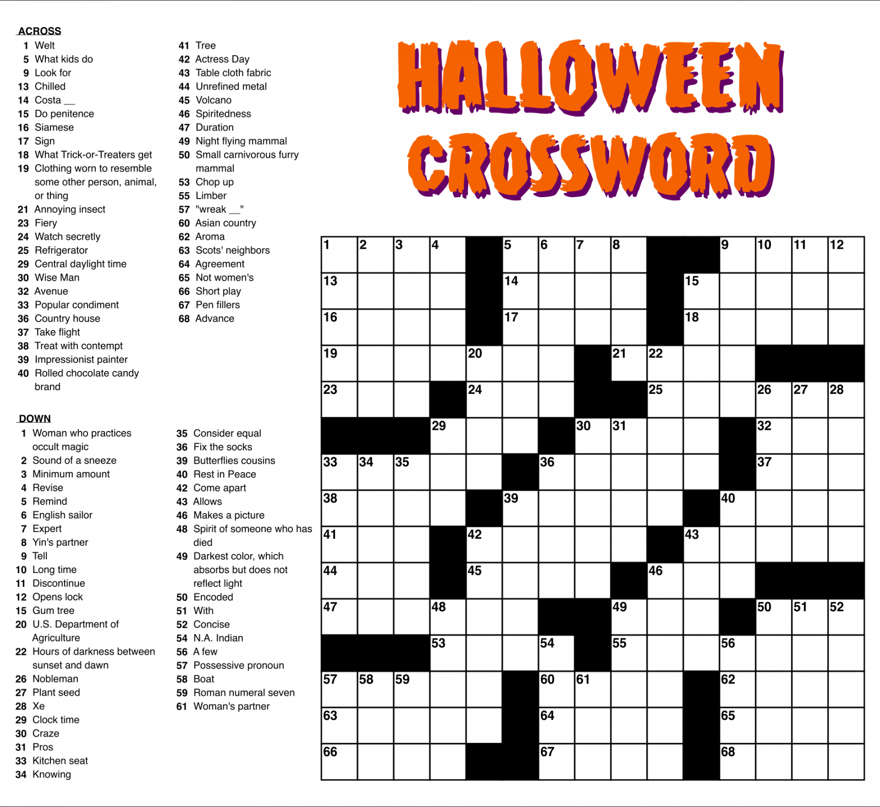 Free Printable Daily Crossword - Printable -  Best Large Print Easy Crossword Puzzles Printable - printablee