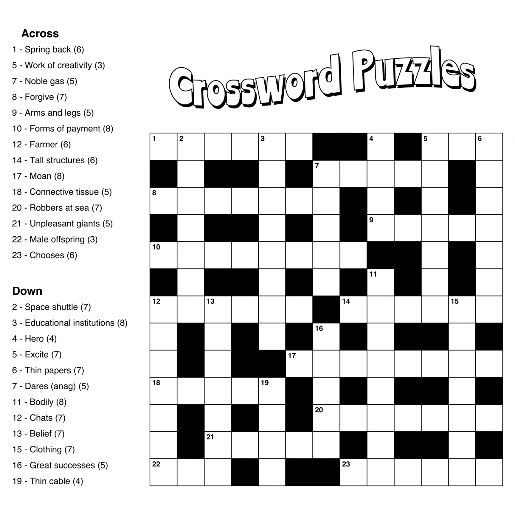 Printable Free Crossword Puzzles - Printable -  Best Large Print Easy Crossword Puzzles Printable - printablee