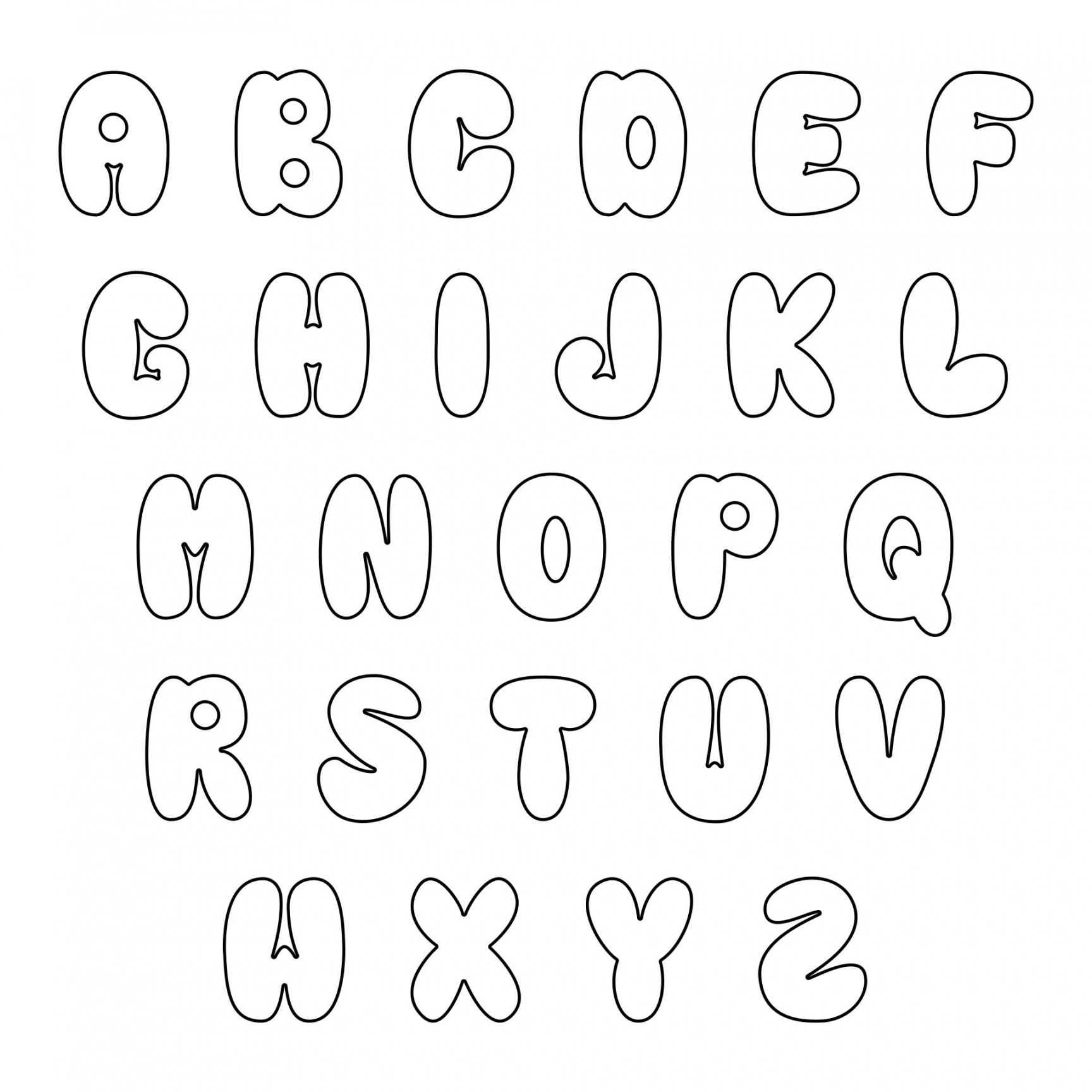 Bubble Letters Printable Free - Printable -  Best Printable Bubble Letters A-Z - printablee