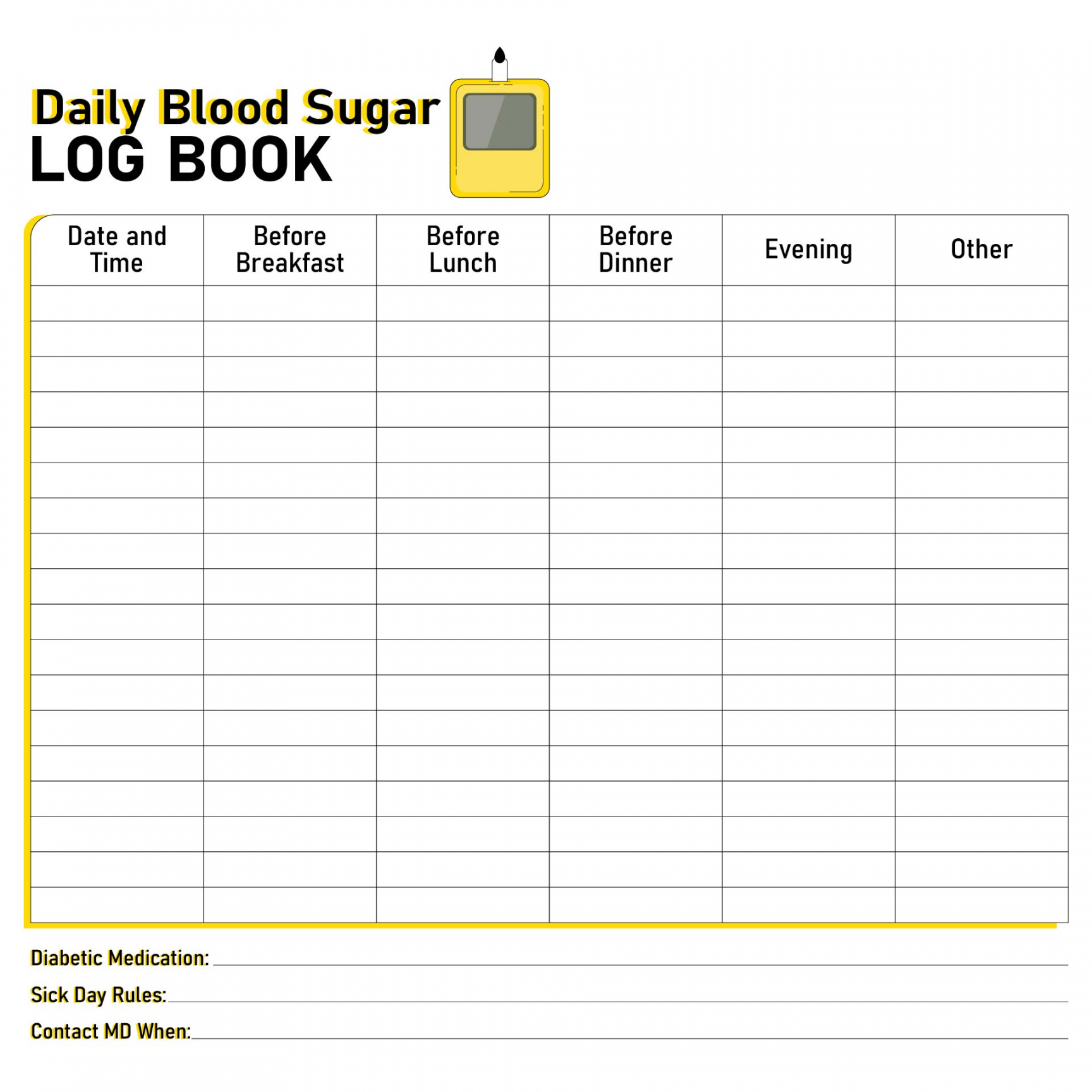 Large Print Free Printable Blood Sugar Log Sheet - Printable -  Best Printable Diabetic Log Sheets - printablee
