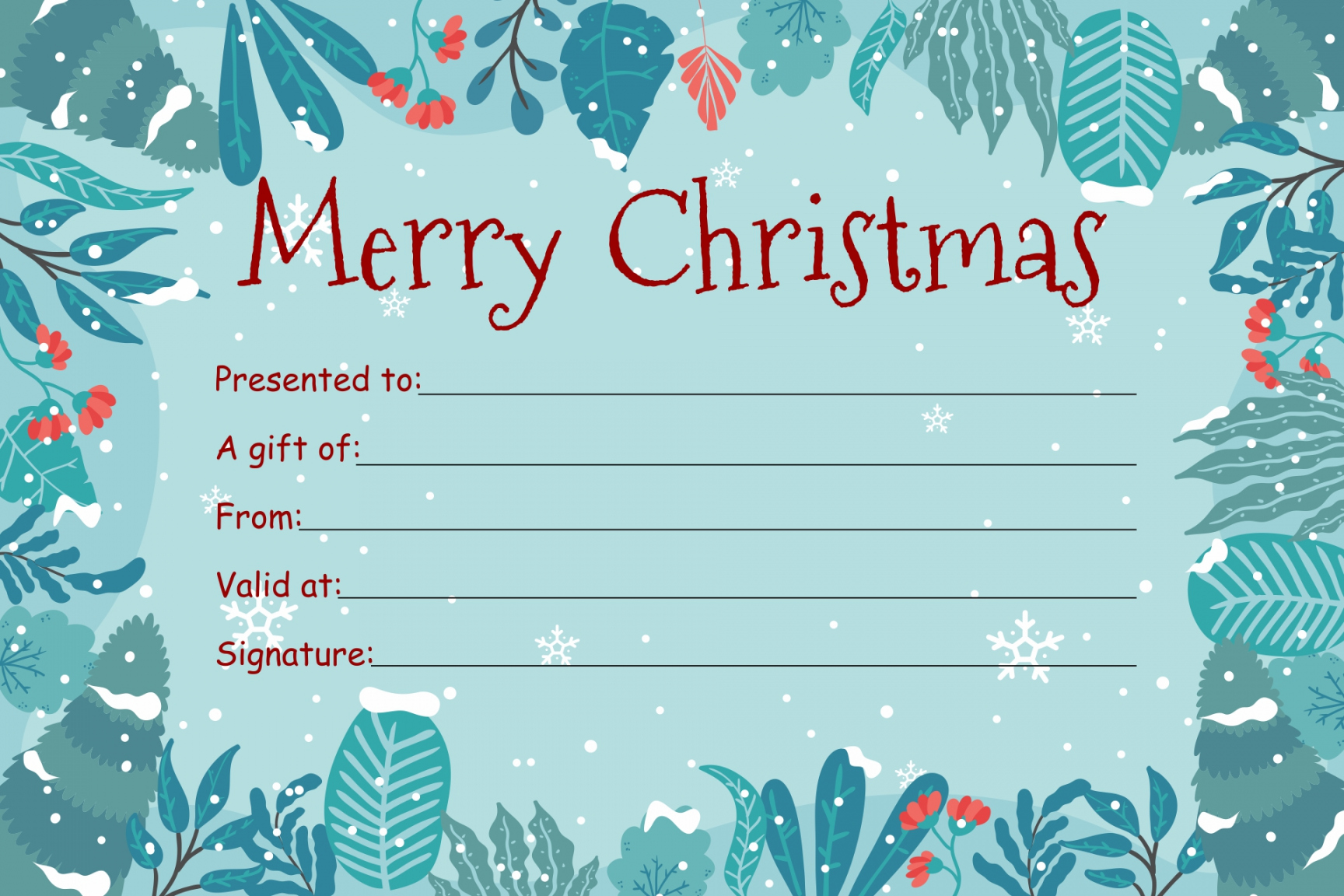 Free Printable Gift Certificates Templates - Printable -  Best Printable Holiday Gift Certificate Template - printablee