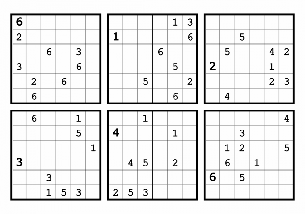 Free Printable Sudoku 6 Per Page - Printable -  Best  X  Sudoku Printable - printablee