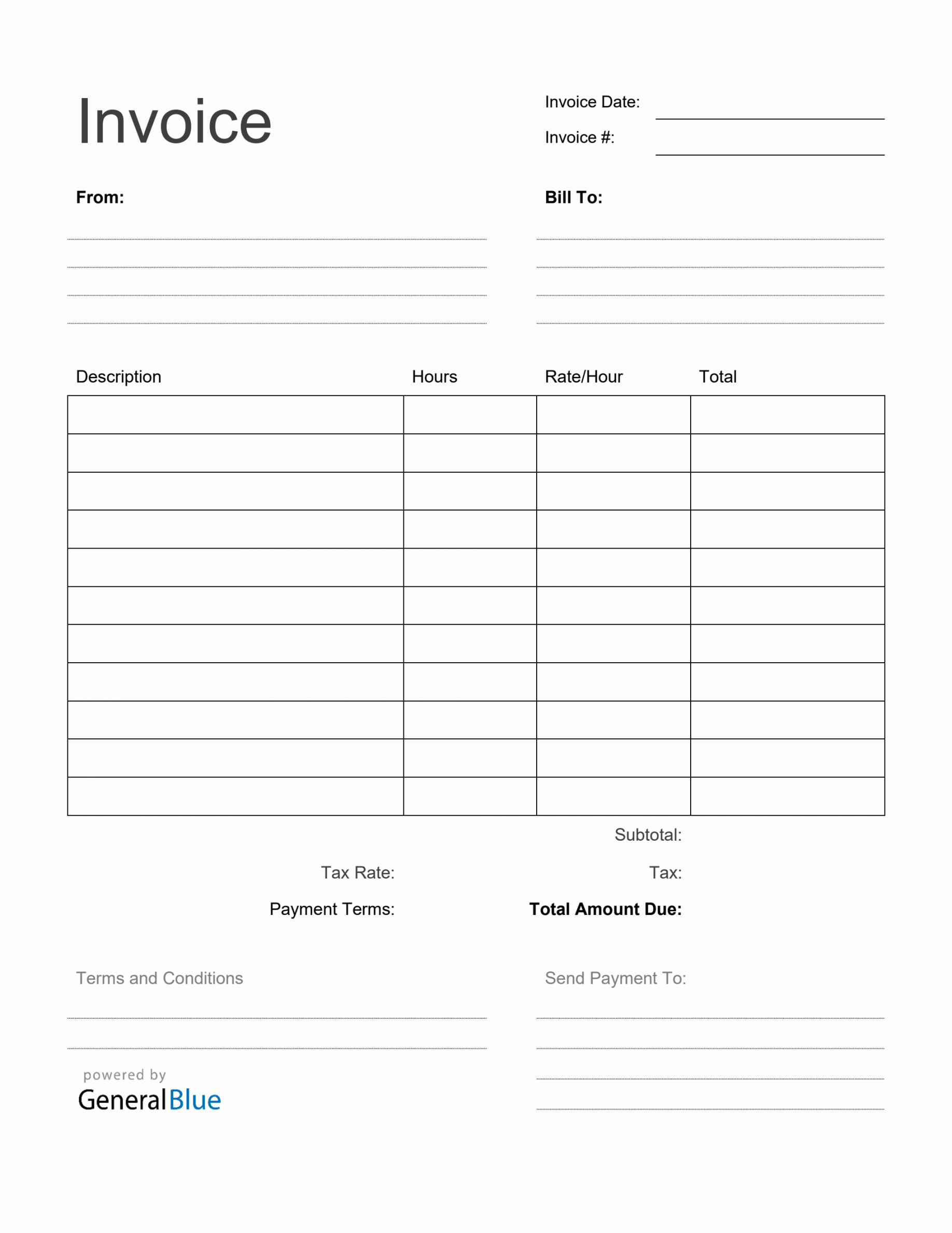 Invoice Template Free Printable - Printable - Blank Invoice Template in Word Printable