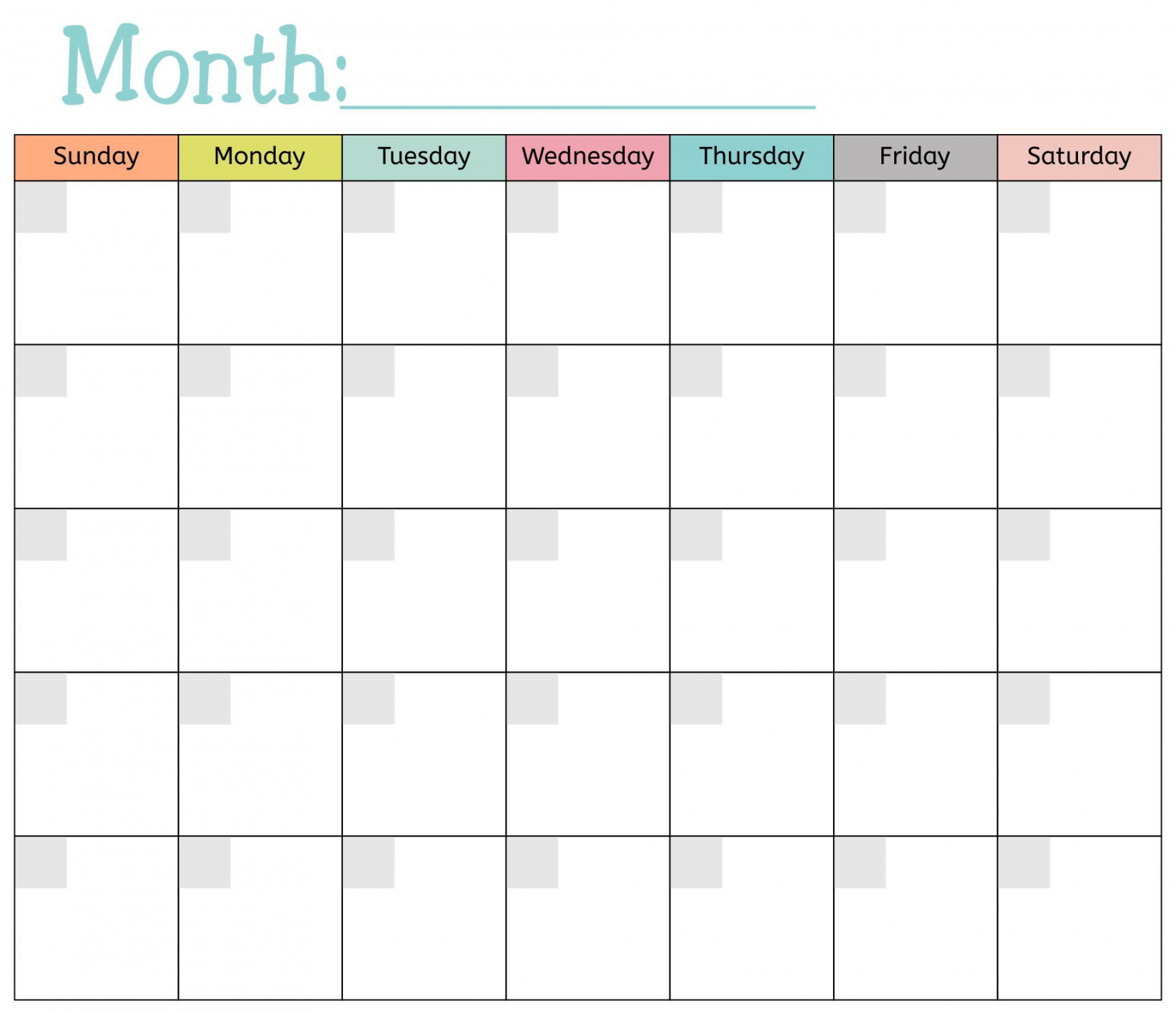 Free Printable Blank Monthly Calendar - Printable - Blank Monthly Calendar Printable Free  Blank monthly calendar