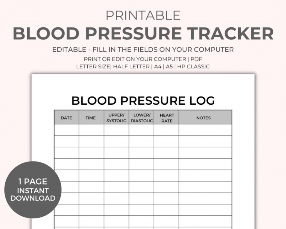Free Printable Blood Pressure Log Sheets - Printable - Blood Pressure Chart Printable Instant Download Medical - Etsy Nederland