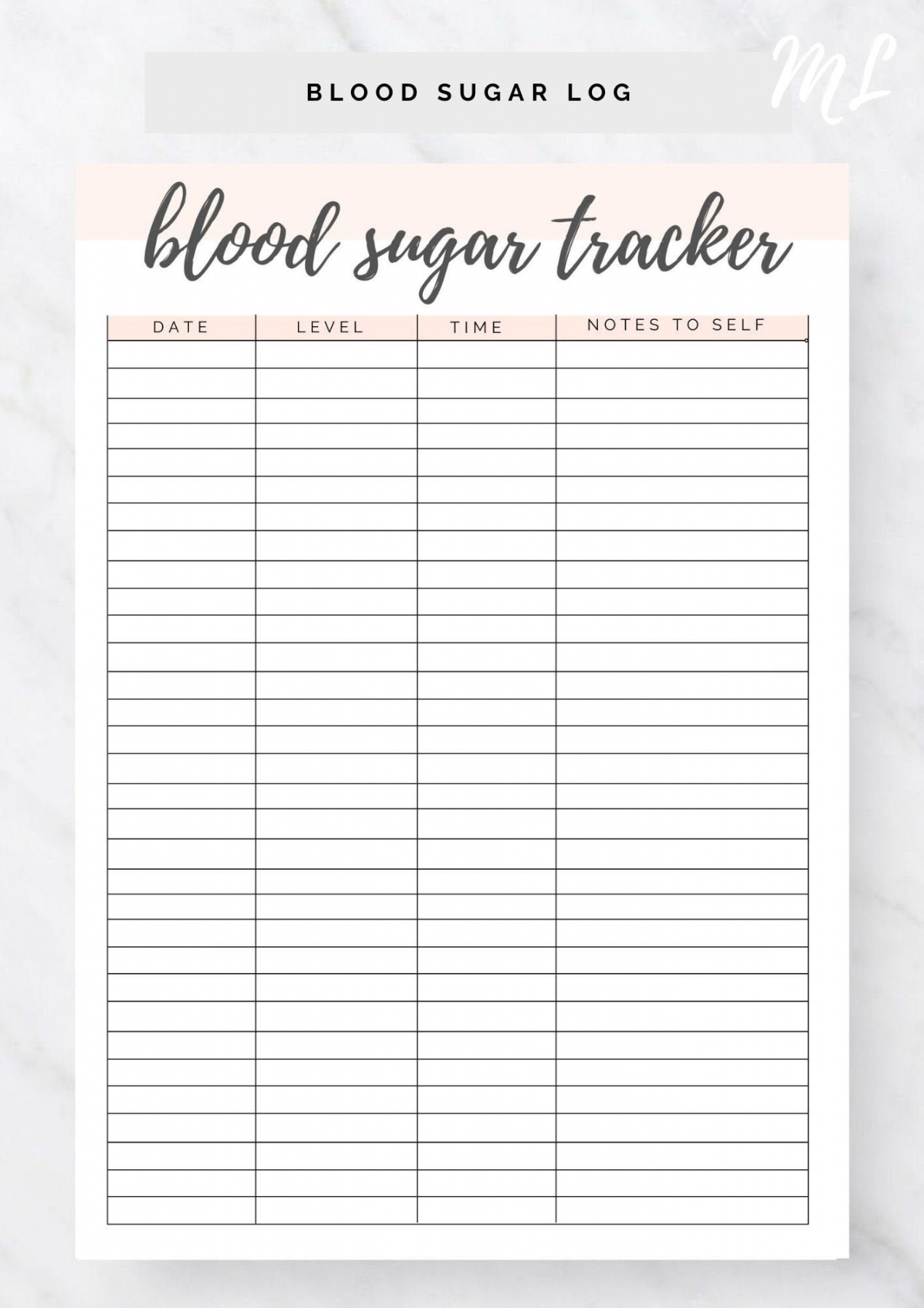 Free Printable Blood Glucose Log Sheet - Printable - Blood Sugar Log Printable Blood Sugar Reading Tracker - Etsy