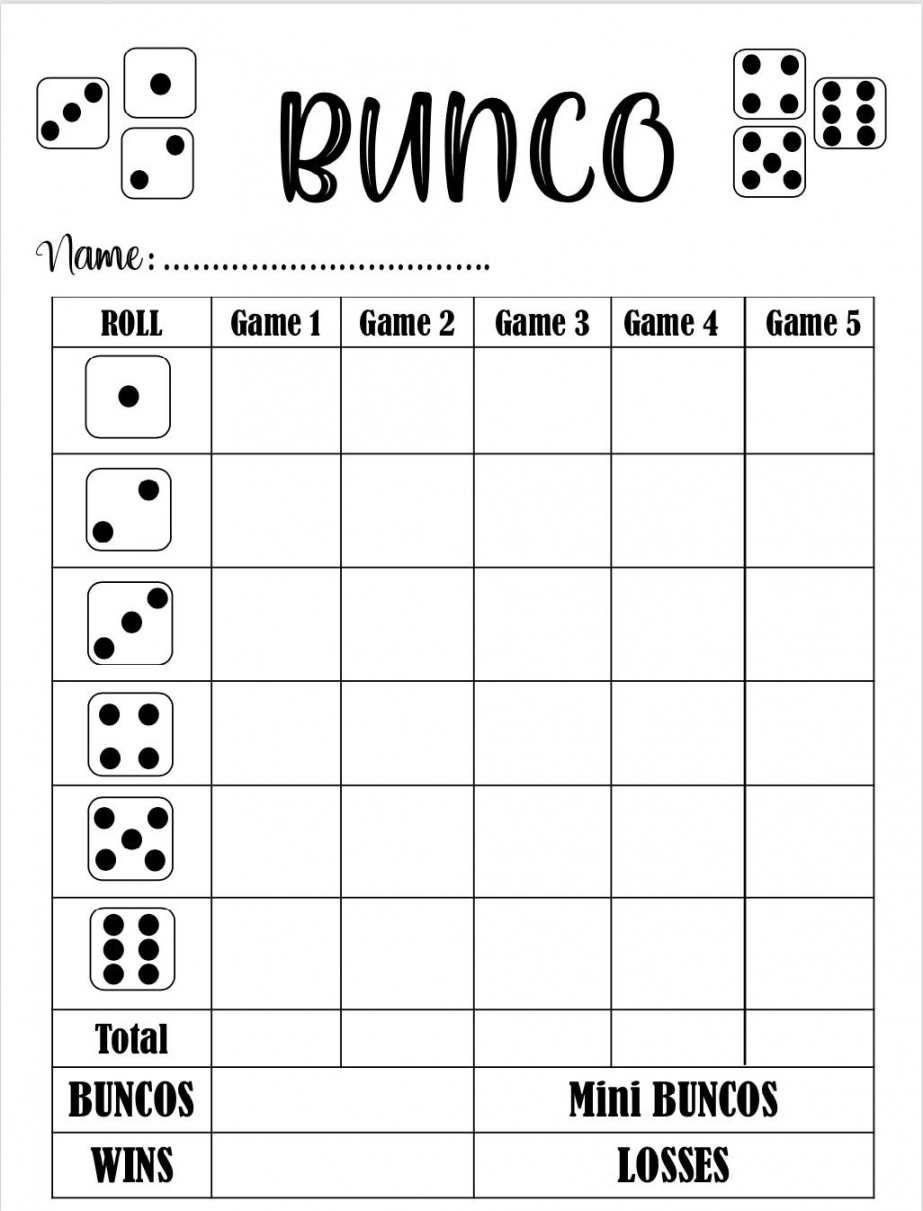 Free Printable Bunco Score Sheets - Printable - Bunco score card - Bunco Scoresheet - Bunco Score pads - Printable file -  PDF Download