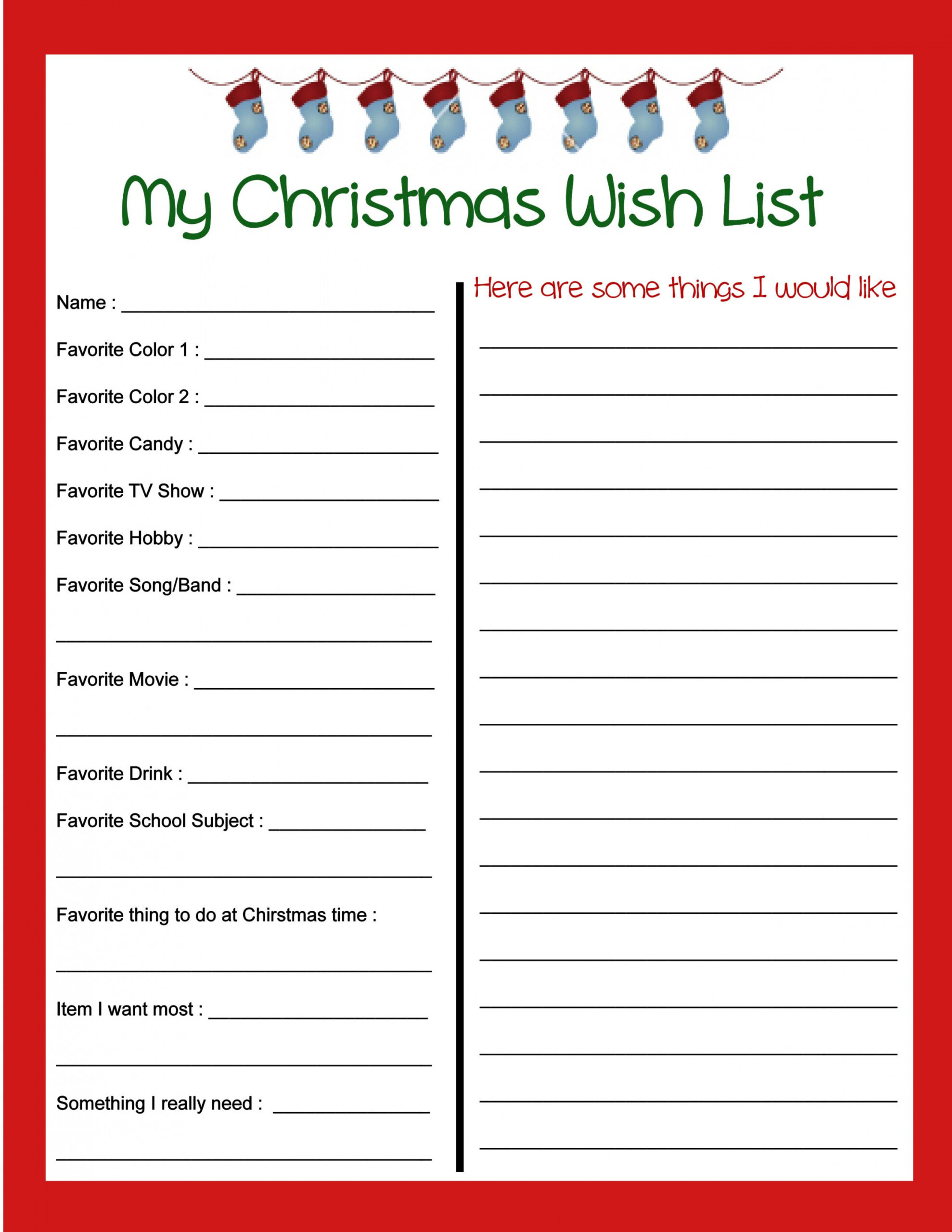 Printable Christmas List Template Free - Printable - Christmas list printable