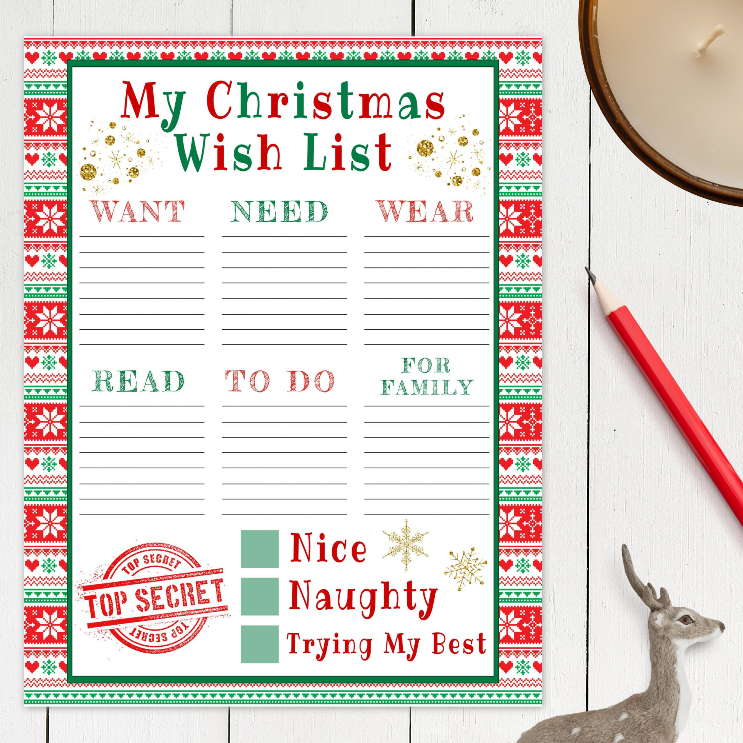 Christmas Wish List Free Printable - Printable - Christmas Wish List Printable Template for Kids Editable - Etsy