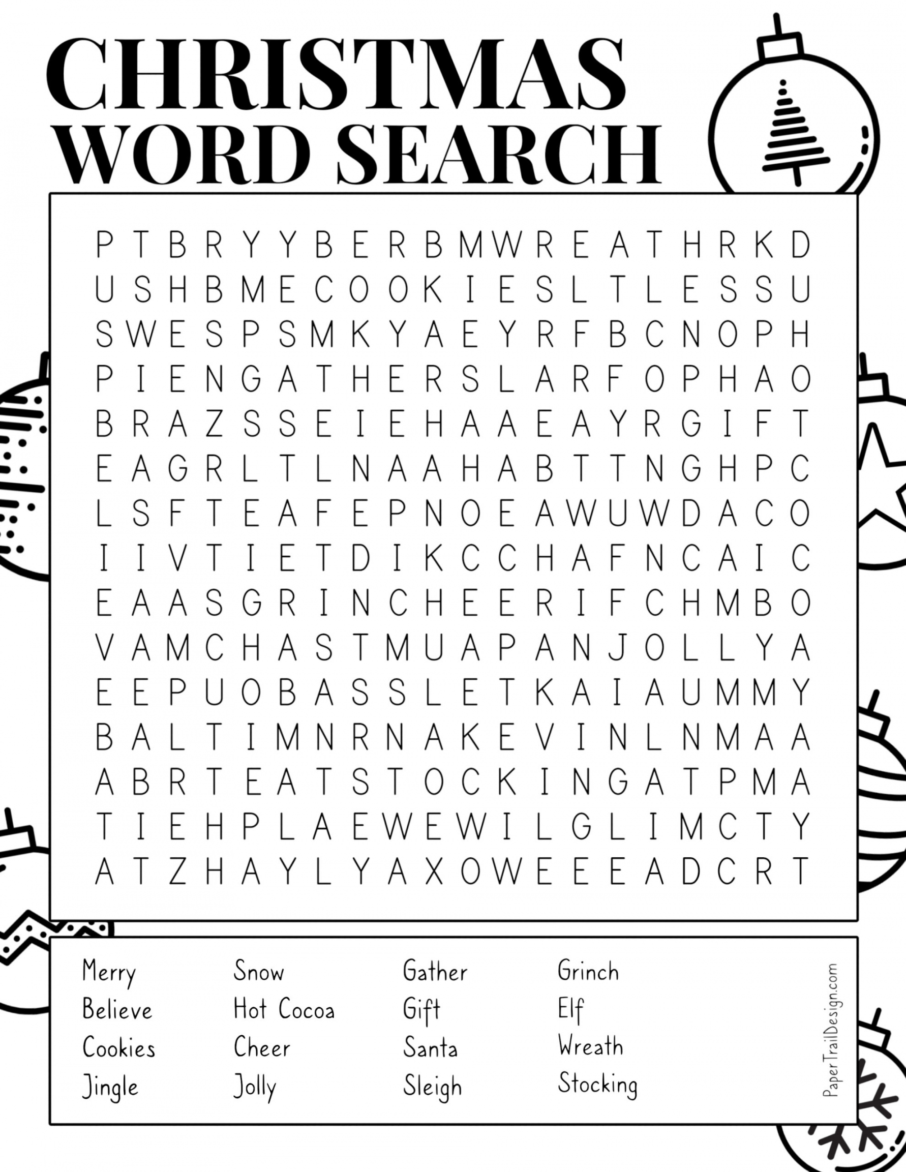 Free Christmas Word Search Printable - Printable - Christmas Word Search Printable - Paper Trail Design