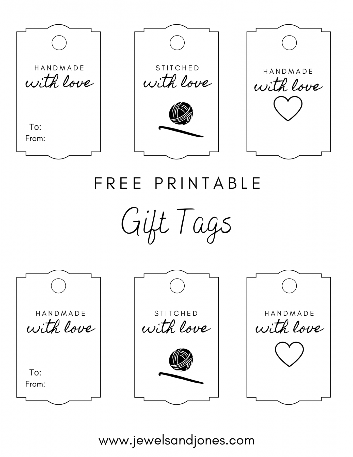 Free Printable Gift Tag - Printable - Crochet Gift Tags - Free Printable - Jewels and Jones