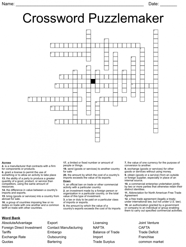 Crossword Puzzle Maker Free Printable - Printable - Crossword Puzzlemaker - WordMint