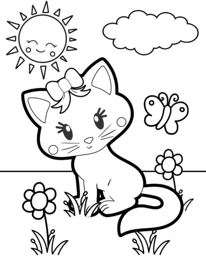 Free Printable Cat Coloring Pages - Printable - Cute Cat Coloring Page - Free Printable