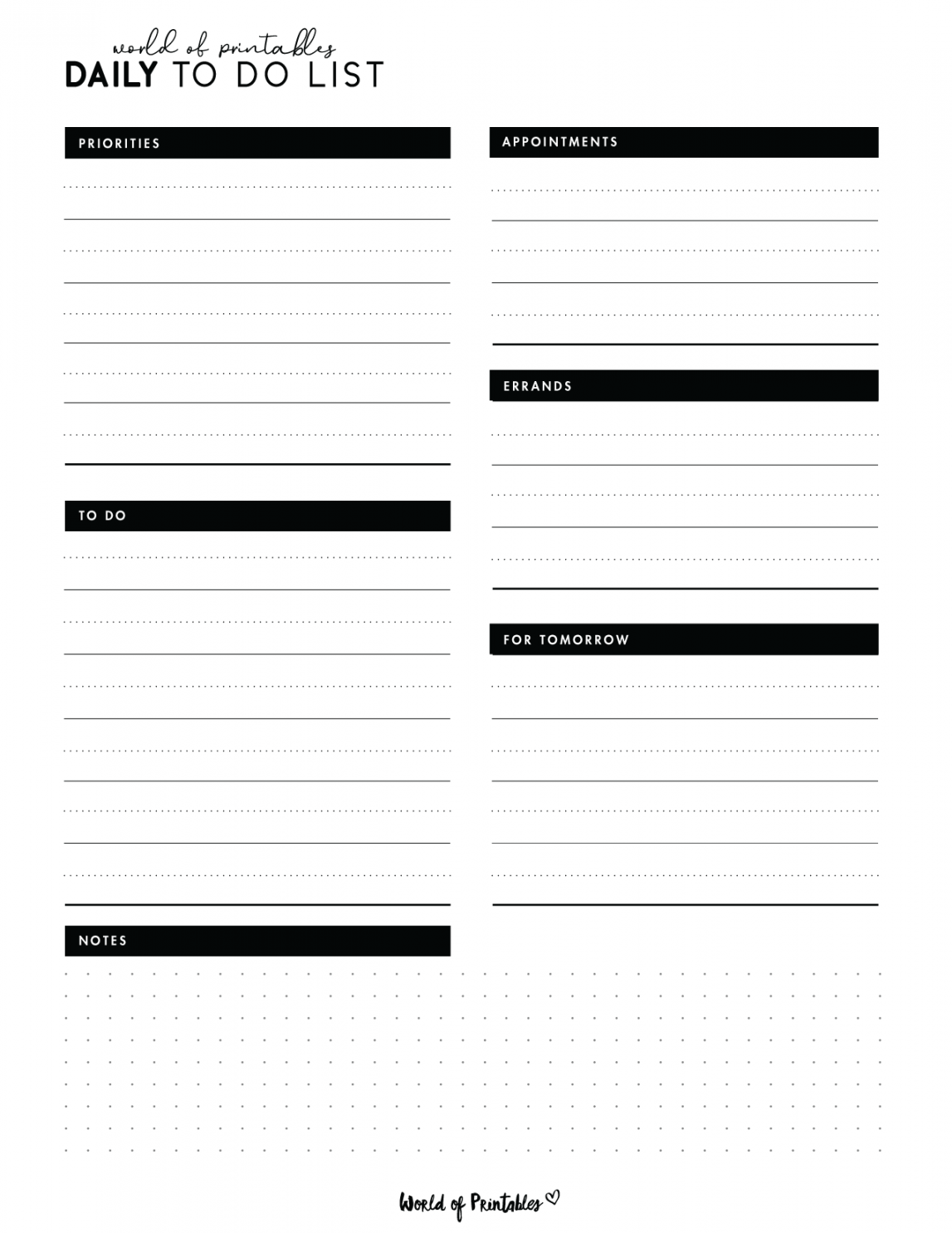 Free Printable Daily To Do List For Work - Printable - Daily To Do List Templates - World of Printables