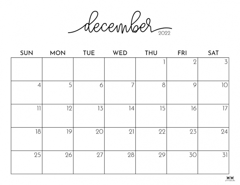 Free Printable December Calendar - Printable - December  Calendars -  FREE Printables  Printabulls