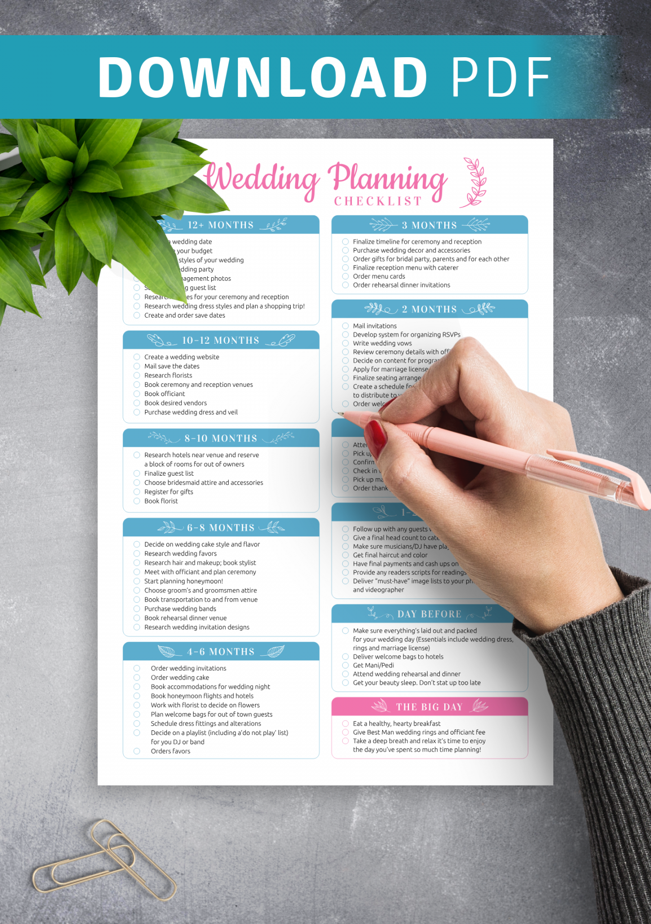 Free Printable Wedding Planning Checklist - Printable - Download Printable Wedding Planning Checklist PDF