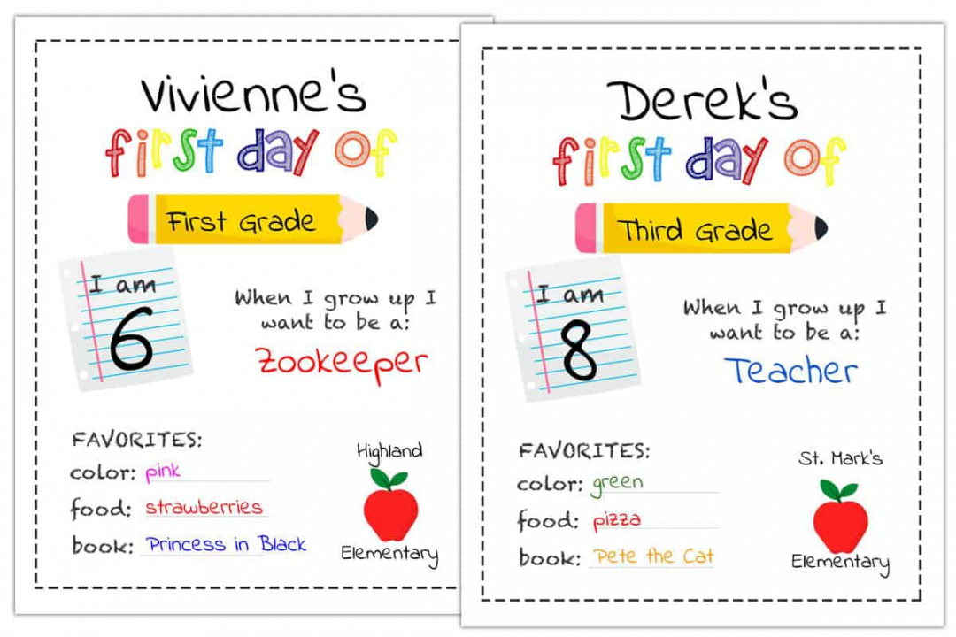 First Day of School Free Printables - Printable - Editable First Day of School Sign Printable  Mrs