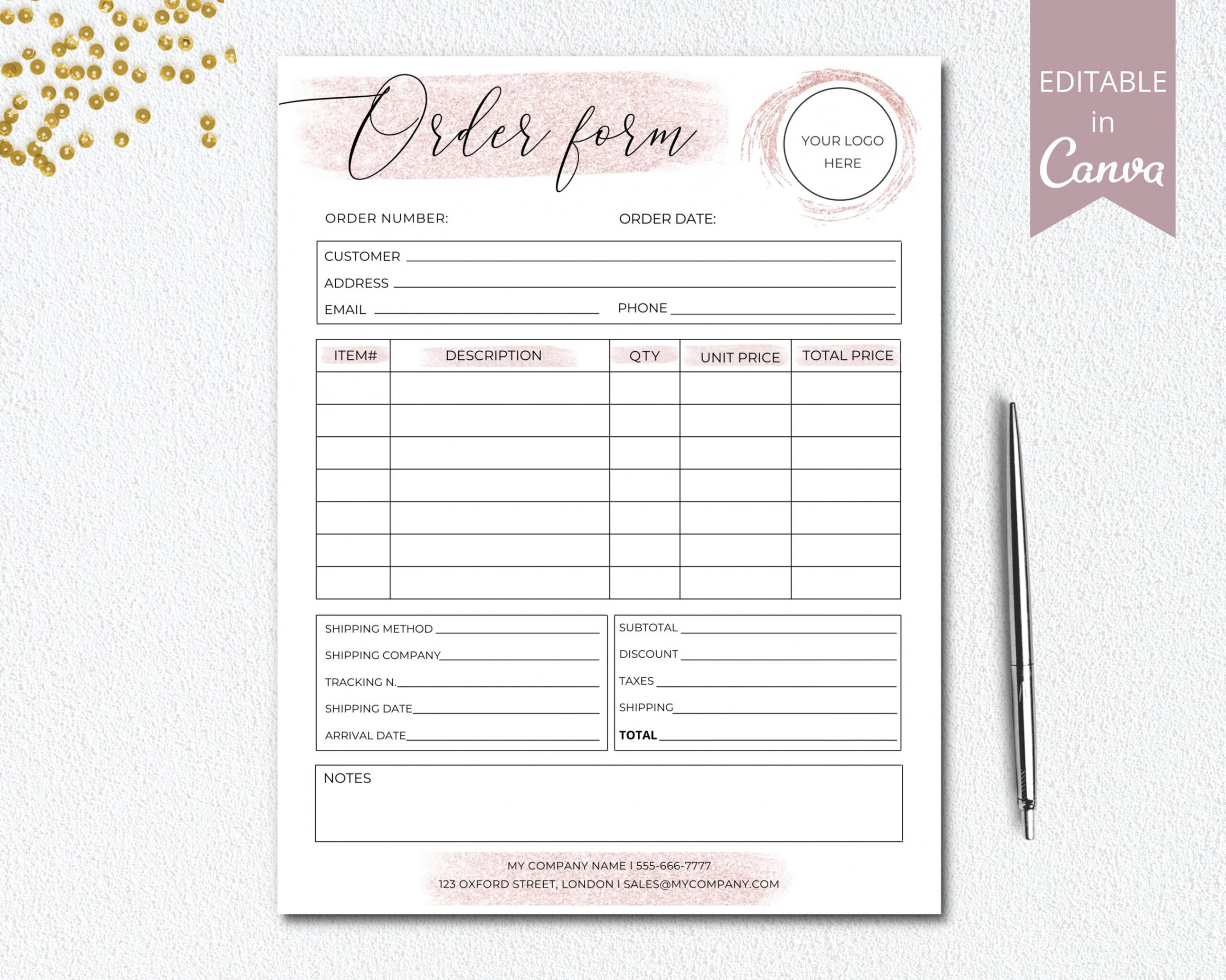 Small Business Free Printable Order Forms - Printable - Editable Order Form Small Business Forms Printable Craft - Etsy