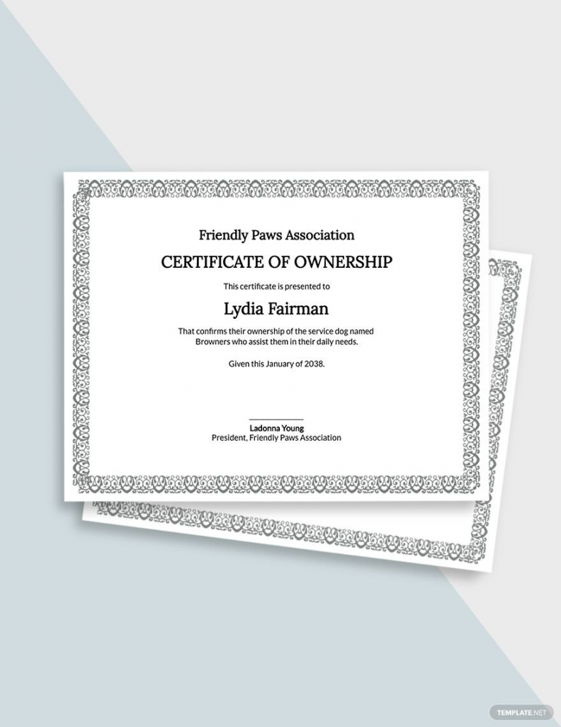 Downloadable Free Printable Service Dog Certificate - Printable - Editable Service Dog Certificate Template - Google Docs, Word