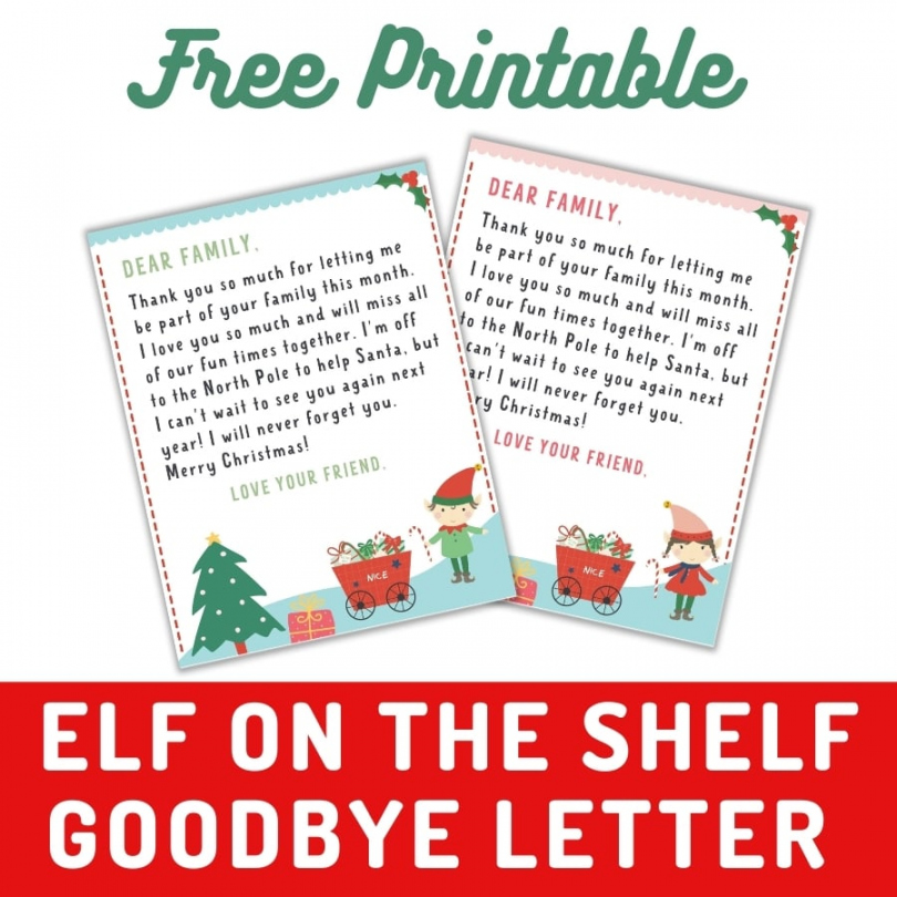 Elf Goodbye Letter Free Printable - Printable - Elf On the Shelf Goodbye Letter FREE Printable - Make Life Lovely