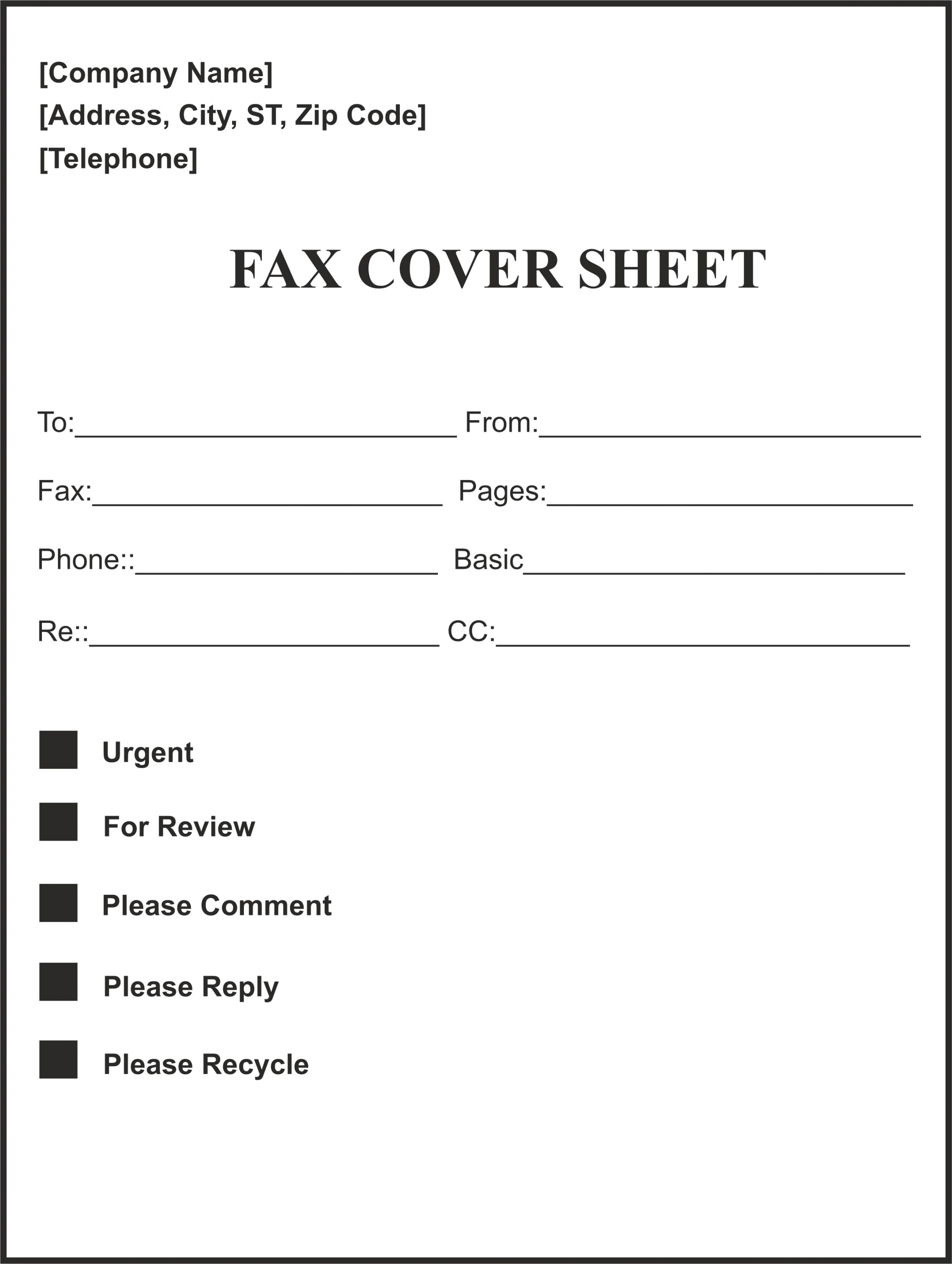 Fax Cover Sheet Free Printable - Printable - Fax Cover Sheet Fillable  Cover sheet template, Fax cover sheet