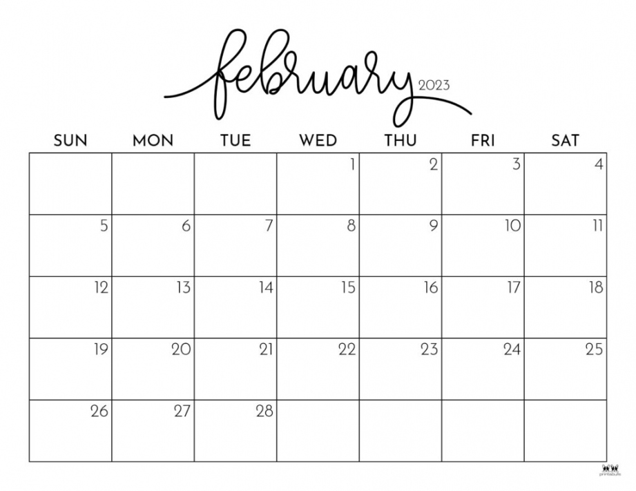 Free February Printable Calendar - Printable - February  Calendars -  FREE Printables  Printabulls