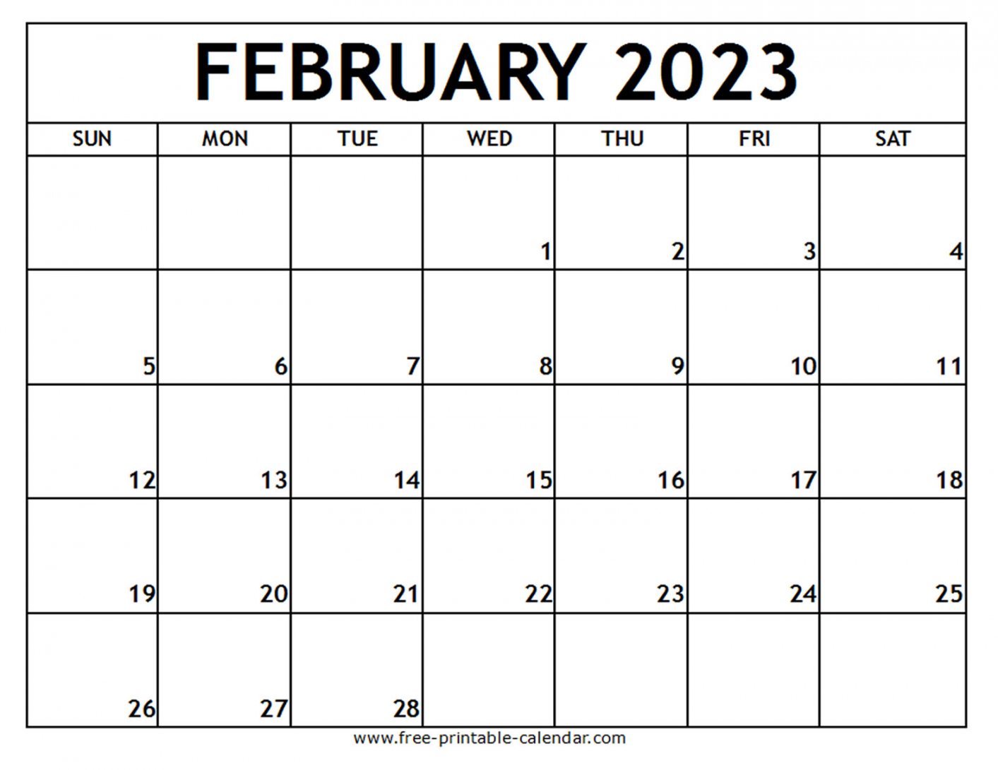 Free Printable Calendar February 2023 - Printable - February  Printable Calendar - Free-printable-calendar