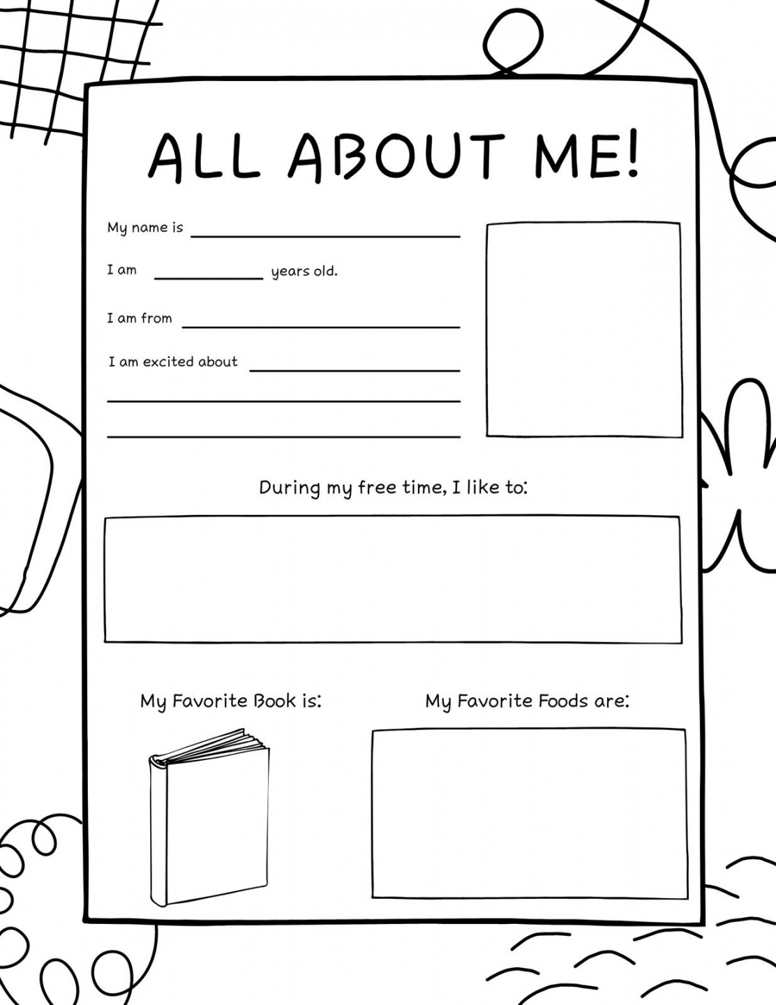 All About Me Free Printable - Printable - Free and printable All About Me worksheet templates  Canva