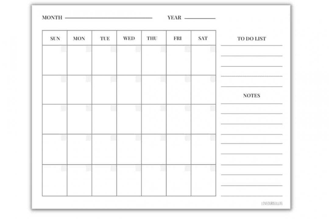 Free Blank Printable Monthly Calendar - Printable - FREE Blank Undated Monthly Calendar Printable Template ⋆ Love Our