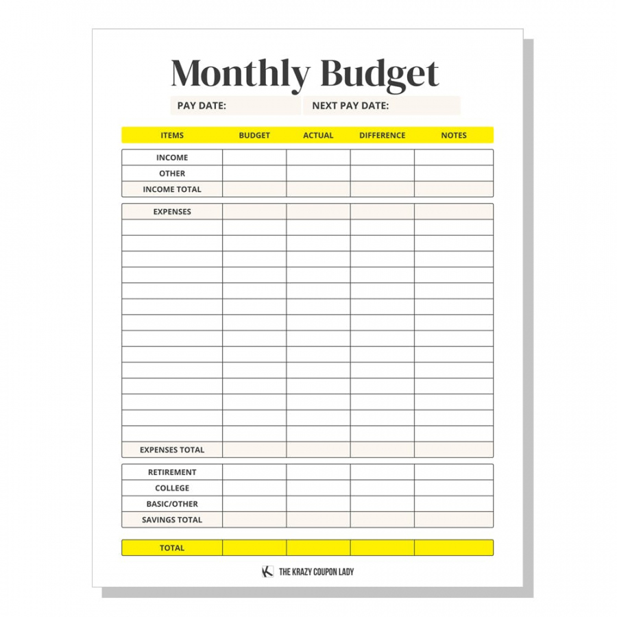 Budget Sheets Free Printable - Printable -  Free Budget Printables to Save More Money - The Krazy Coupon Lady