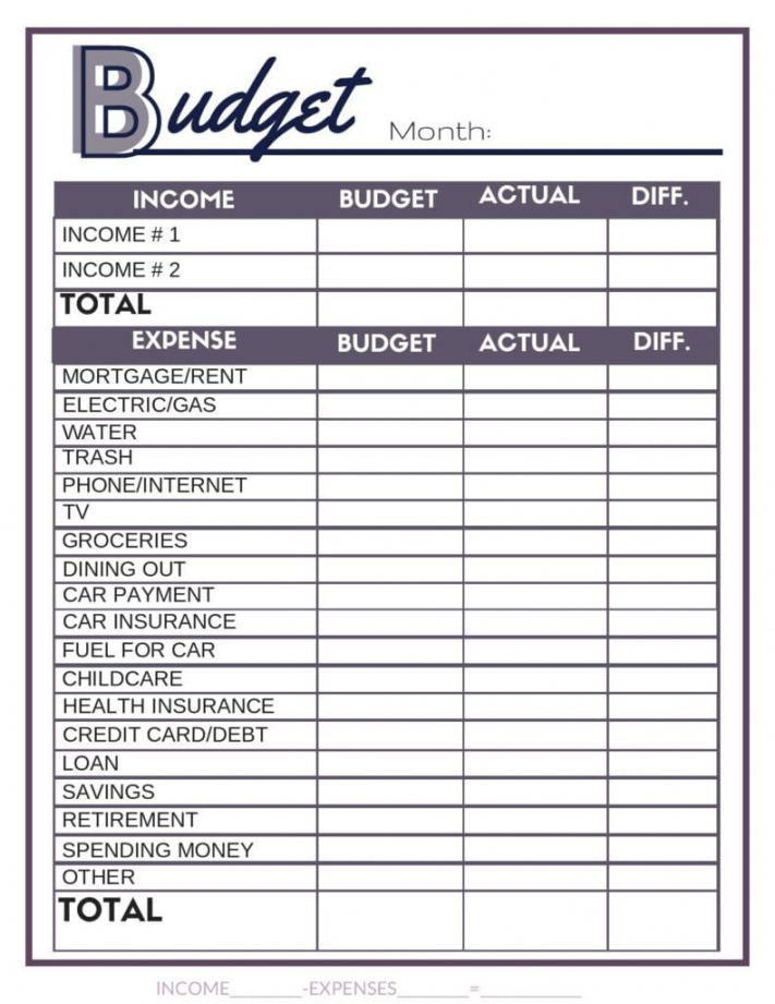 Free Budget Worksheet Printable - Printable - Free Budget Worksheets - Single Moms Income