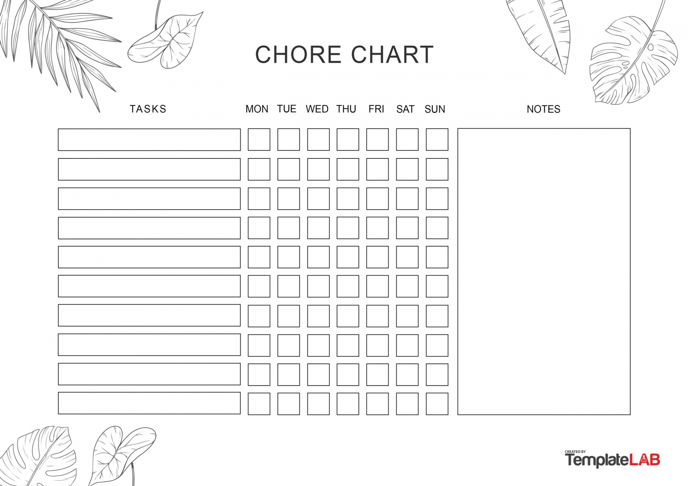 Chore Chart Printable Free - Printable -  FREE Chore Chart Templates for Kids ᐅ TemplateLab