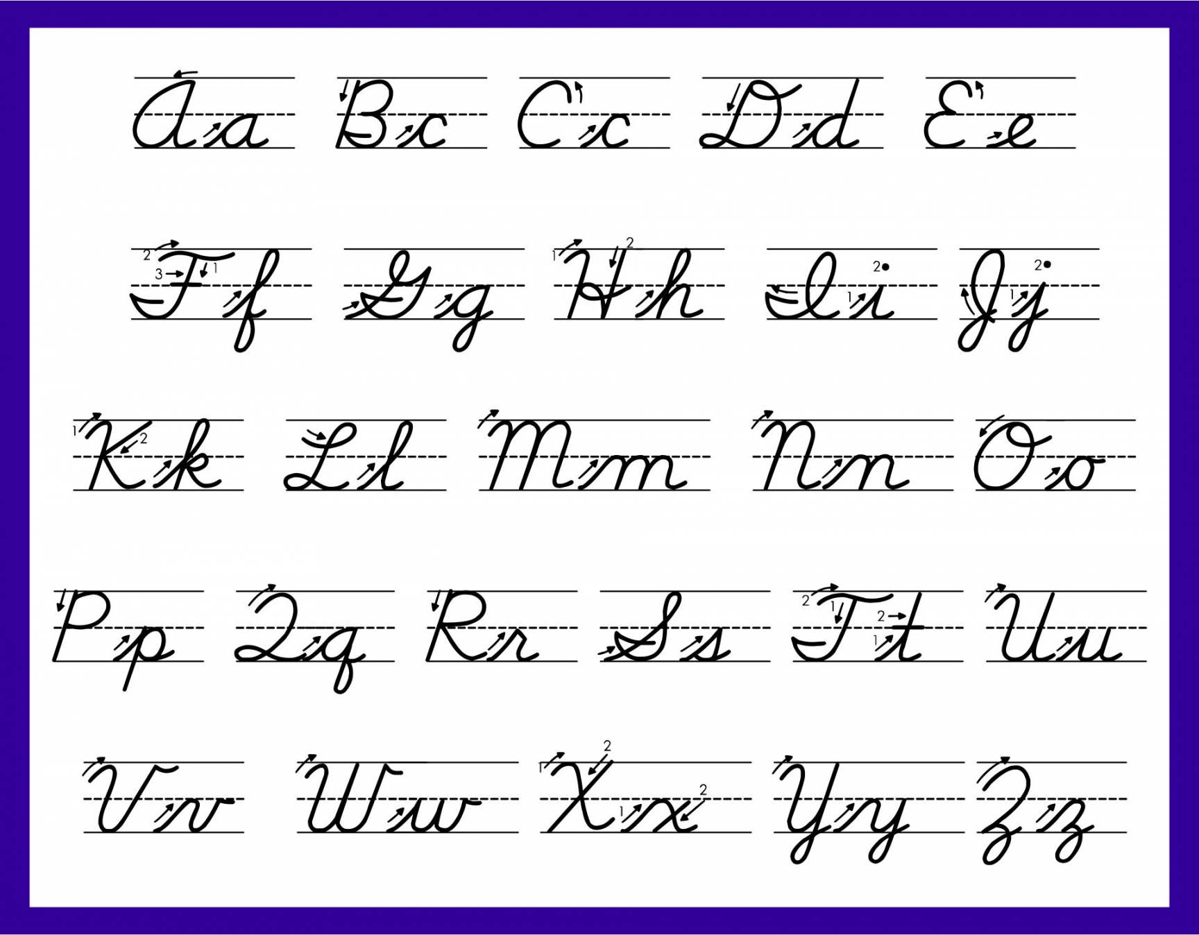 Free Printable Cursive Alphabet - Printable - Free Cursive Letters Template