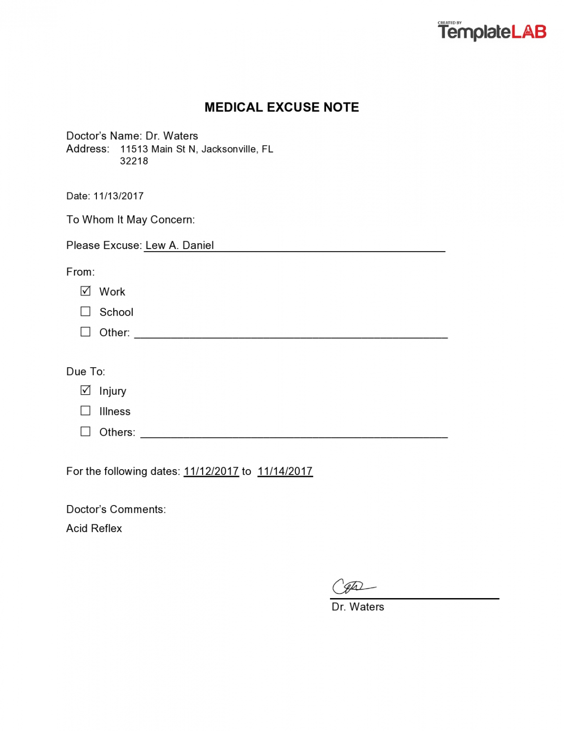 Free Printable Emergency Room Excuse For Work - Printable -  Free Doctor Note Templates [for Work or School]