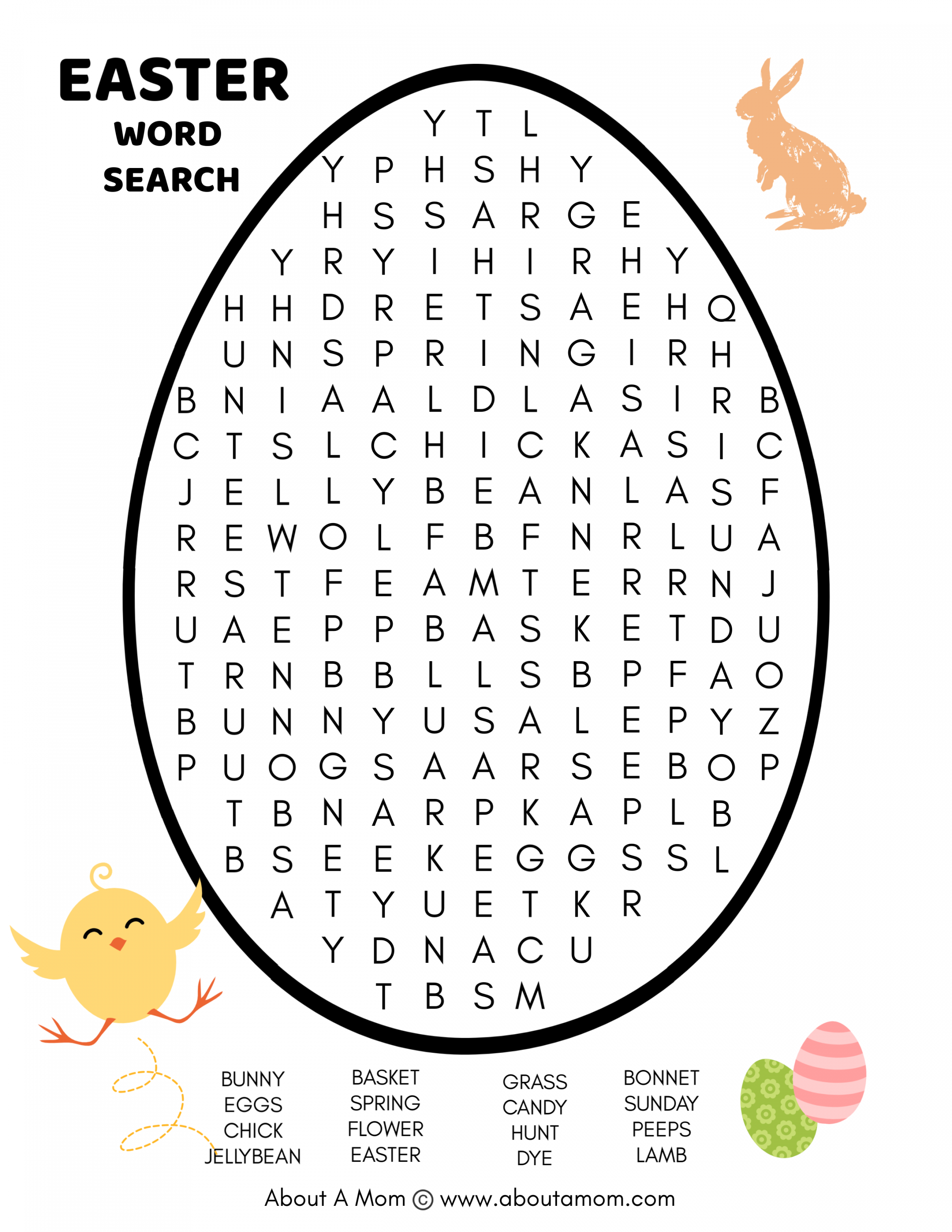 Free Printable Easter Word Search - Printable - Free Easter Word Search Printable - About a Mom