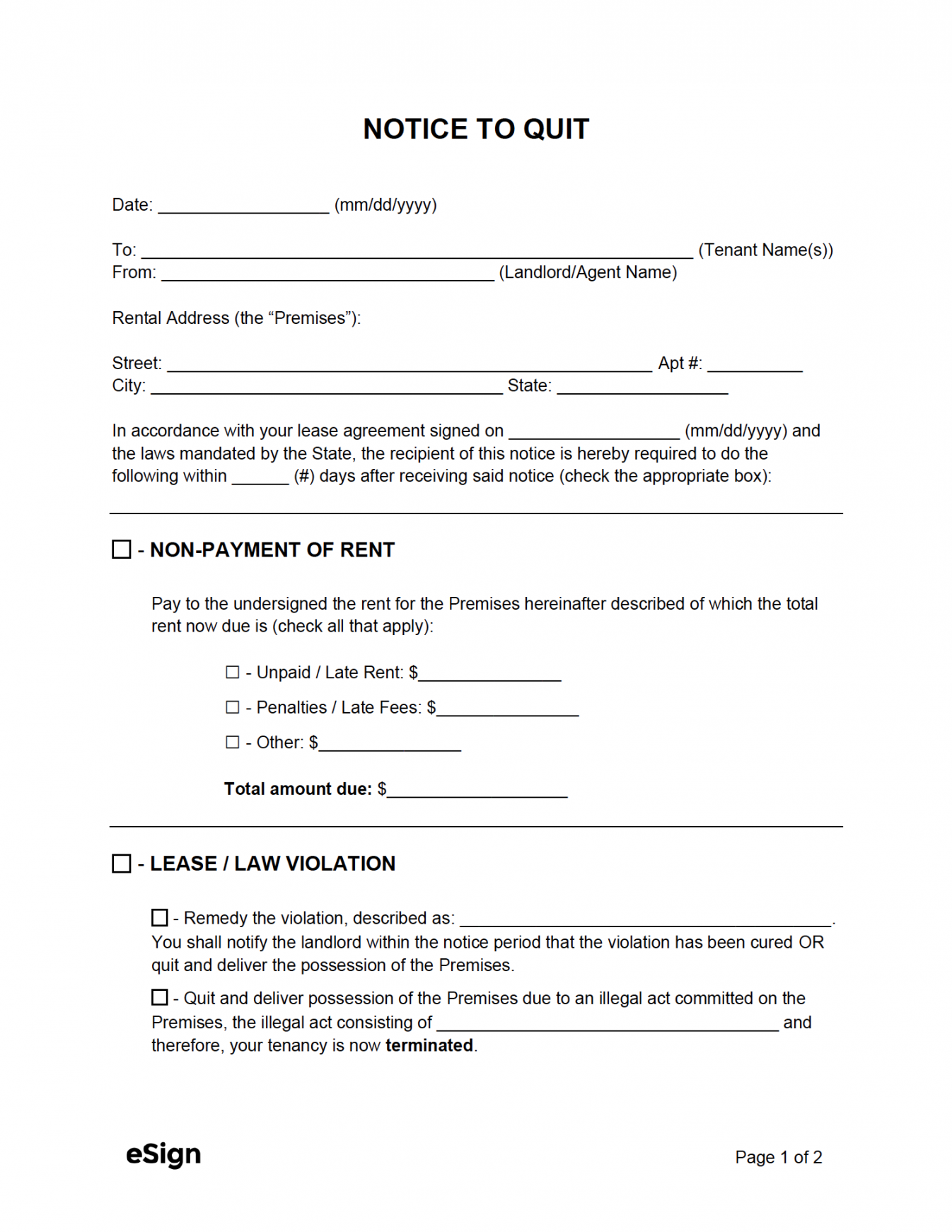 Free Printable Eviction Notice - Printable - Free Eviction Notice Templates ( types)  PDF  Word
