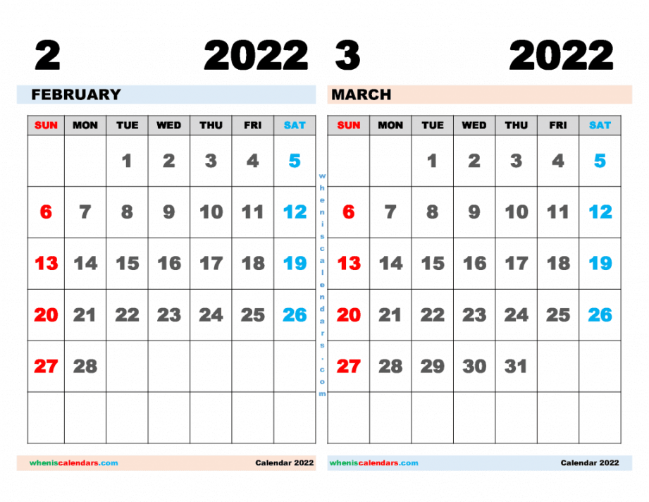 2-2-3 Printable Calendar Free - Printable - Free February March  Calendar Printable PDF
